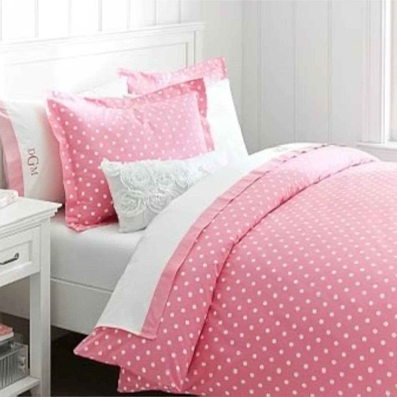 Pottery Barn Kids Pink Dot Duvet Cover Full/Queen Organic Cotton Blanket Bed - Trendiez U ♥ 
