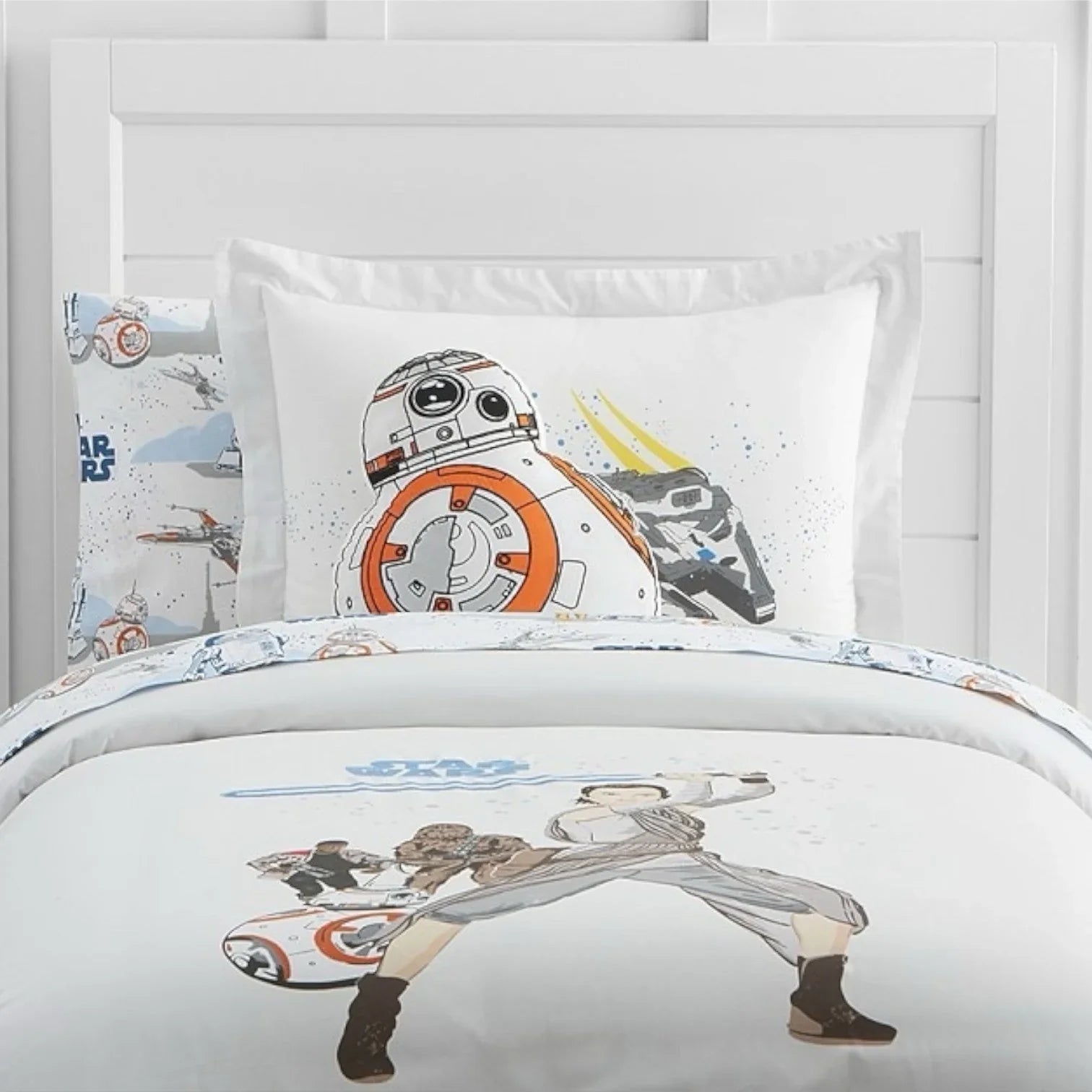 Pottery Barn Star Wars Light Side Cotton Percale Duvet Cover White Queen Bedding - Trendiez U ♥ 