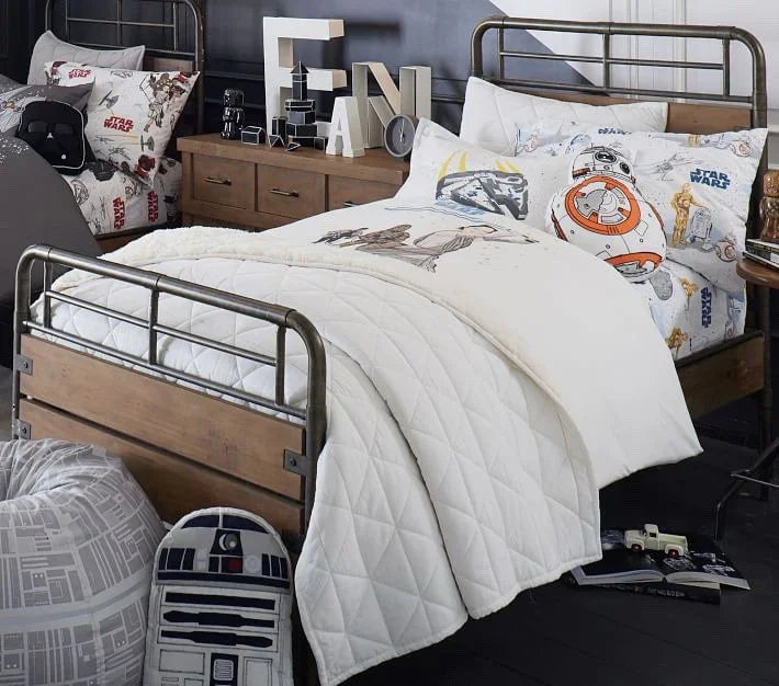 Pottery Barn Star Wars Light Side Cotton Percale Duvet Cover White Queen Bedding - Trendiez U ♥ 
