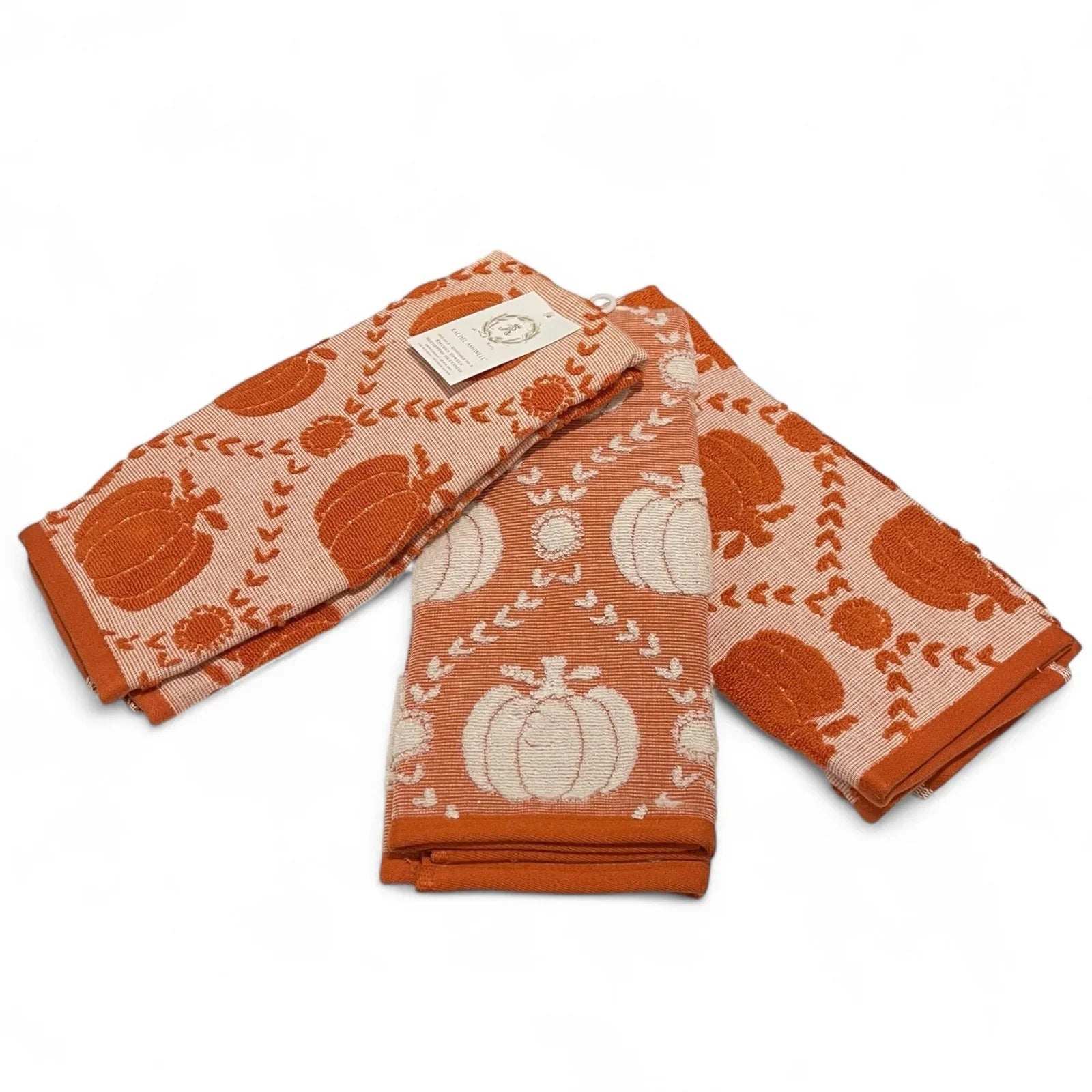 Rachel Ashwell Fall Pumpkin Farmhouse Kitchen Towel Set 3-Piece - Trendiez U ♥ 