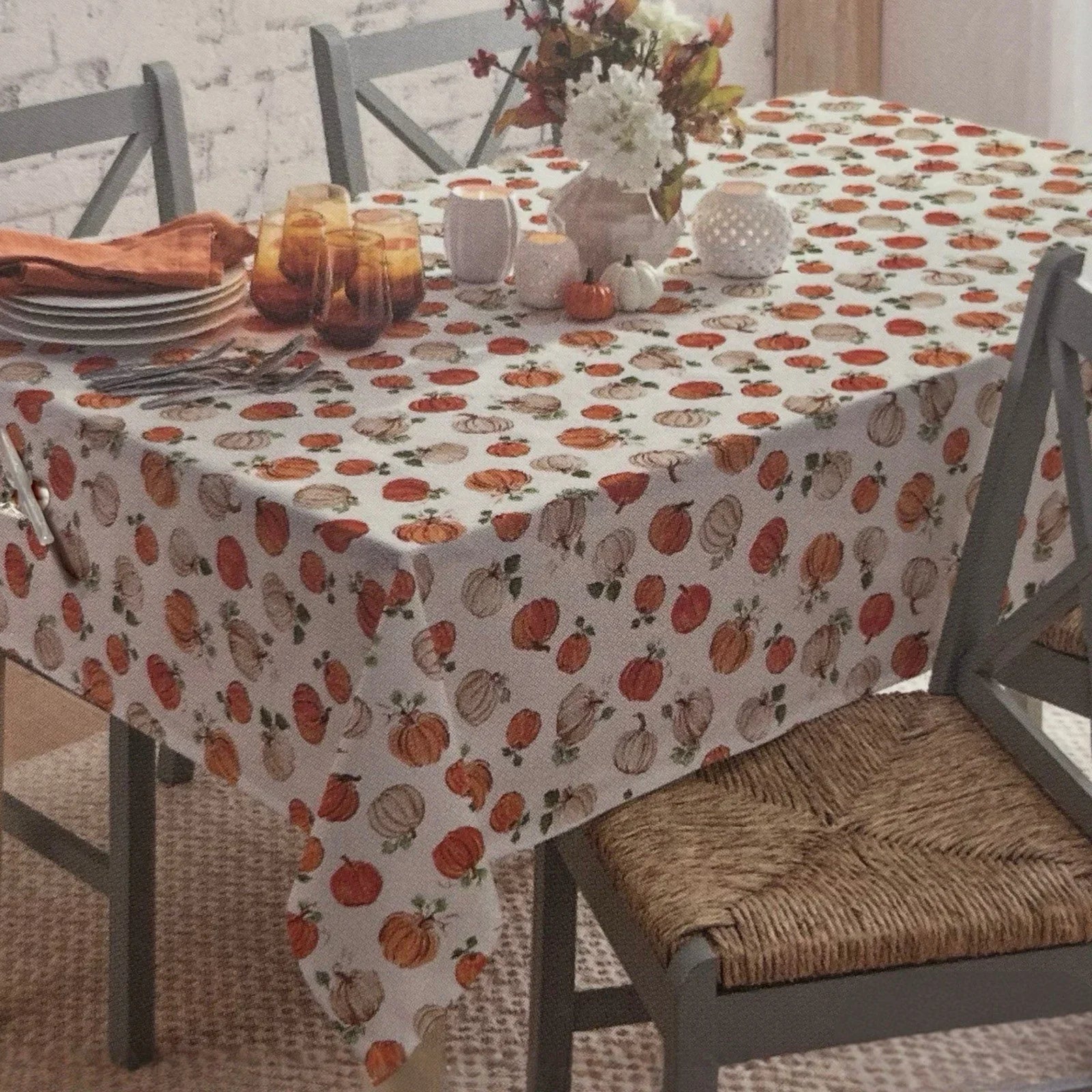 Rachel Ashwell Fall Tablecloth – 60x84” Oblong, Farmhouse Shabby Chic - Trendiez U ♥ 