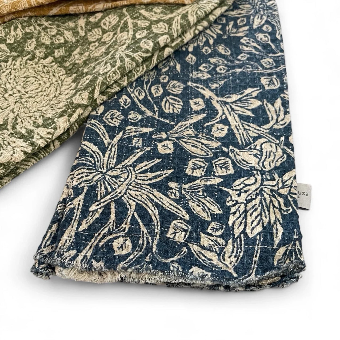 Rachel Ashwell Floral Weave Kitchen Towel Set of 3 100% Cotton Fringed Trim - Trendiez U ♥ 