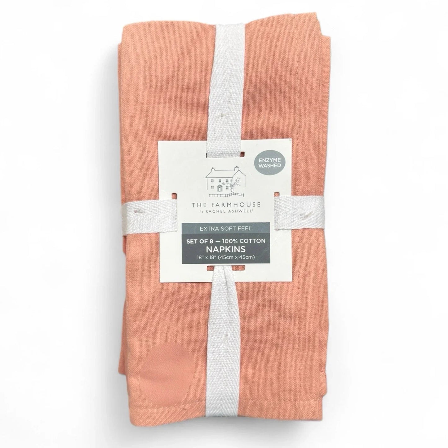 RACHEL ASHWELL THE FARMHOUSE Napkins 8 Peach 18”x18” Cotton Extra Soft - Trendiez U ♥ 