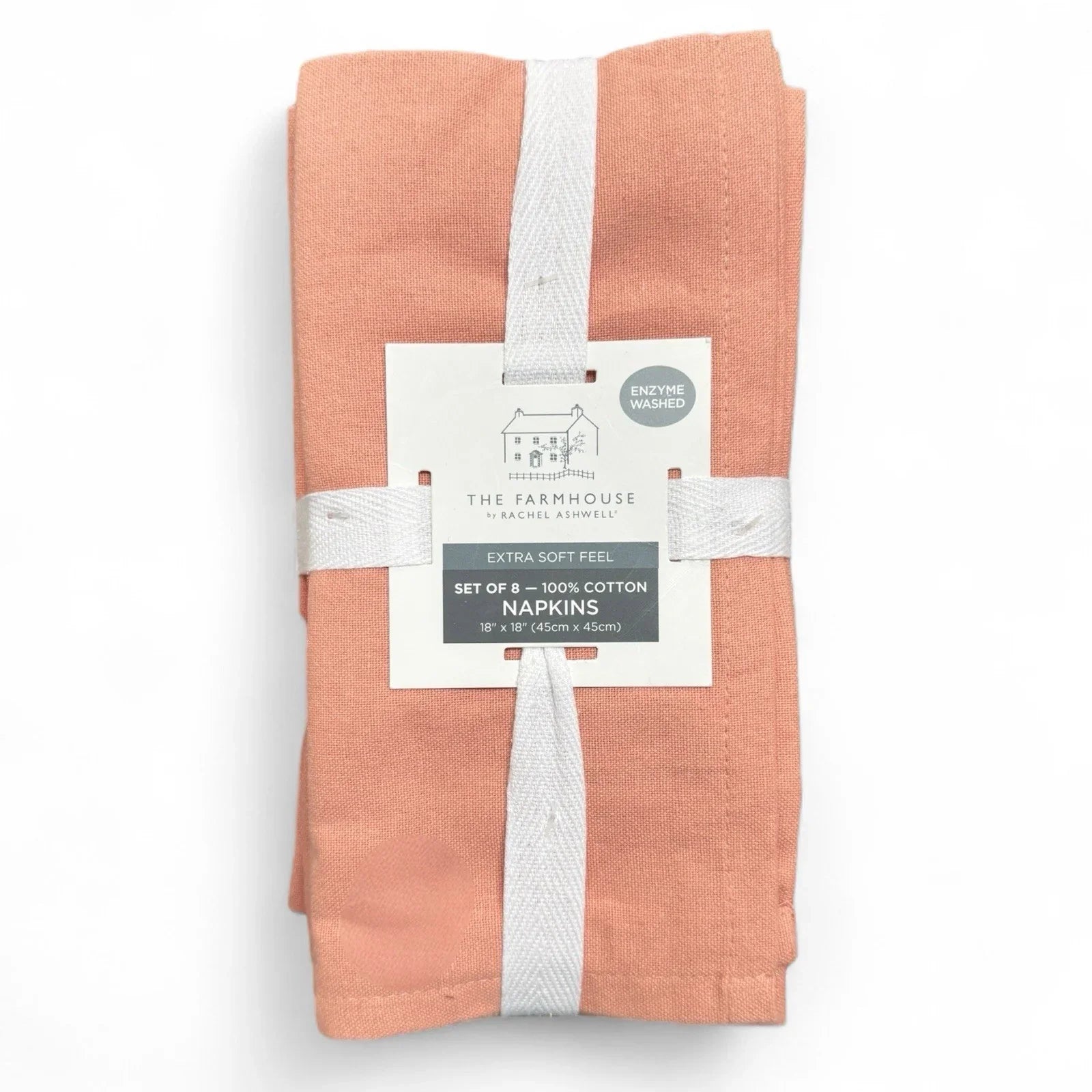 RACHEL ASHWELL THE FARMHOUSE Napkins 8 Peach 18”x18” Cotton Extra Soft - Trendiez U ♥ 