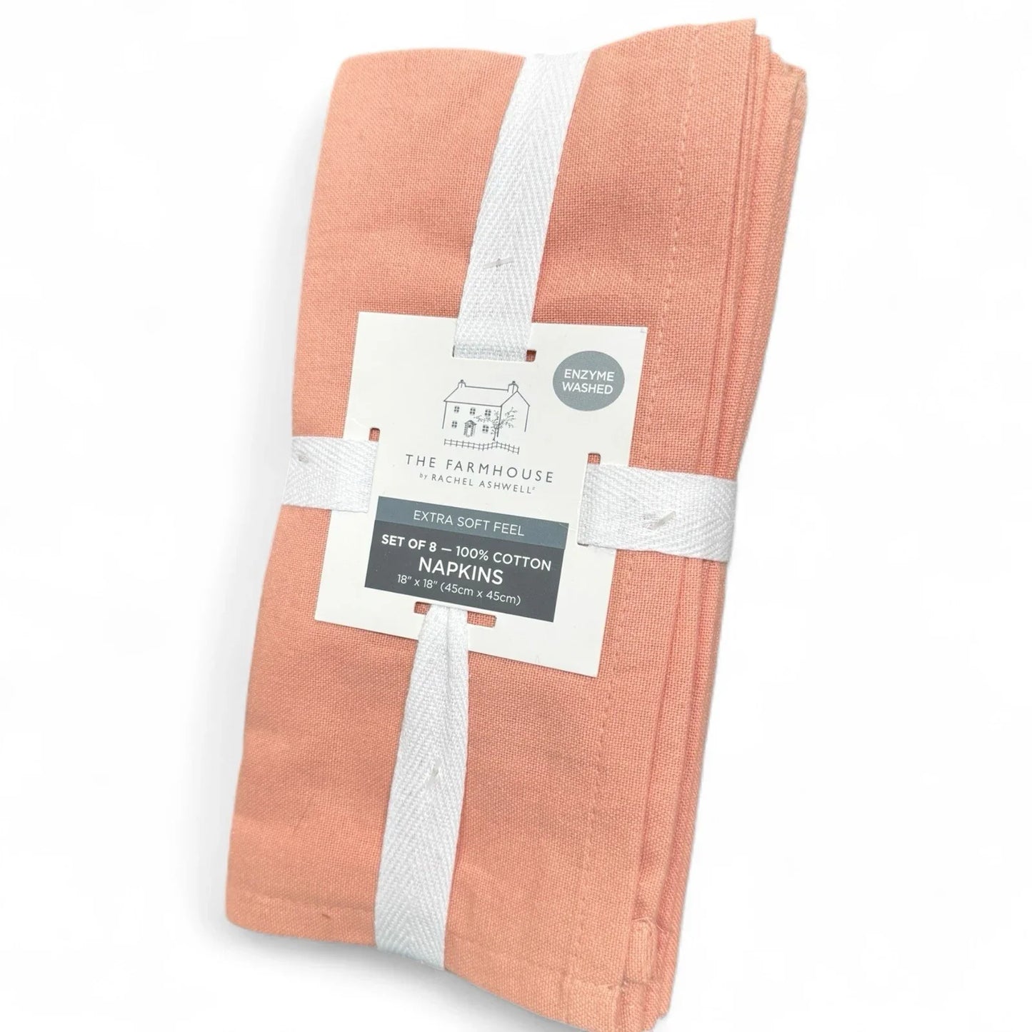 RACHEL ASHWELL THE FARMHOUSE Napkins 8 Peach 18”x18” Cotton Extra Soft - Trendiez U ♥ 