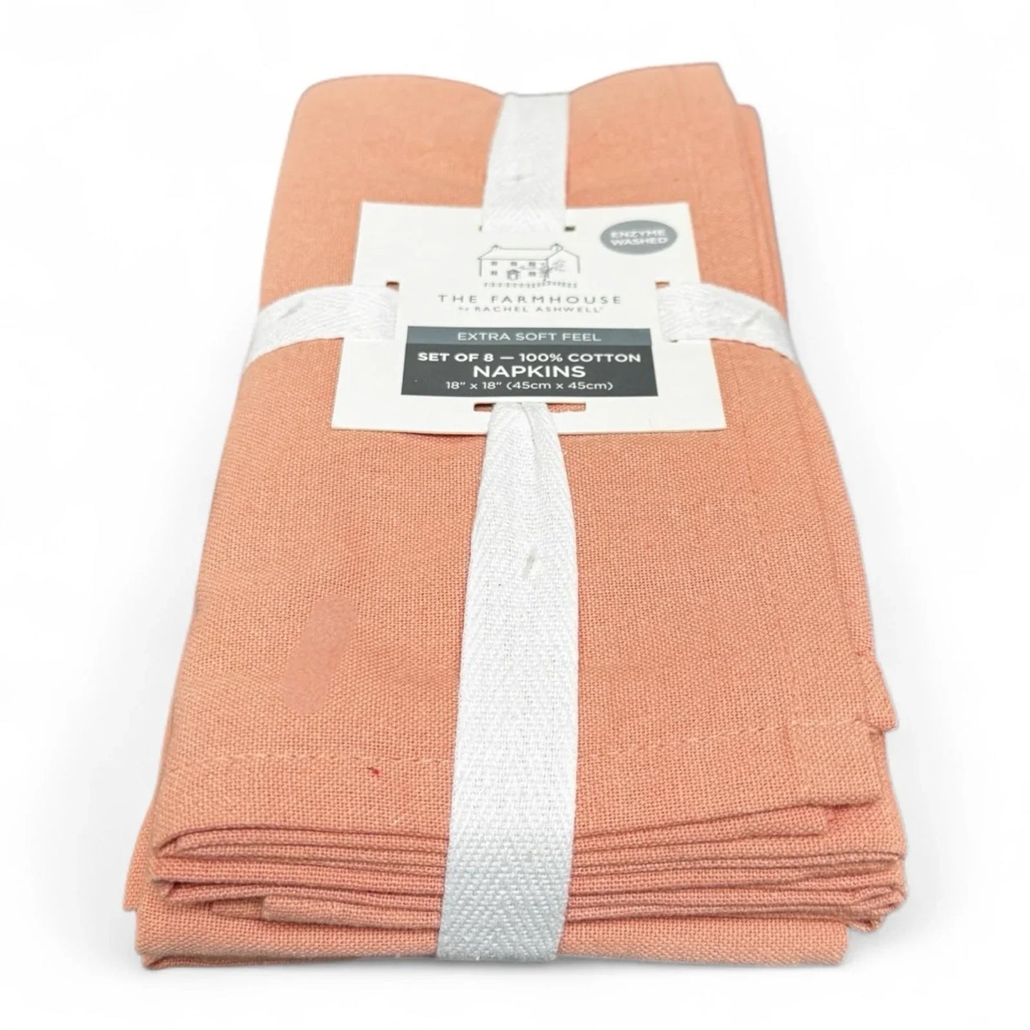 RACHEL ASHWELL THE FARMHOUSE Napkins 8 Peach 18”x18” Cotton Extra Soft - Trendiez U ♥ 