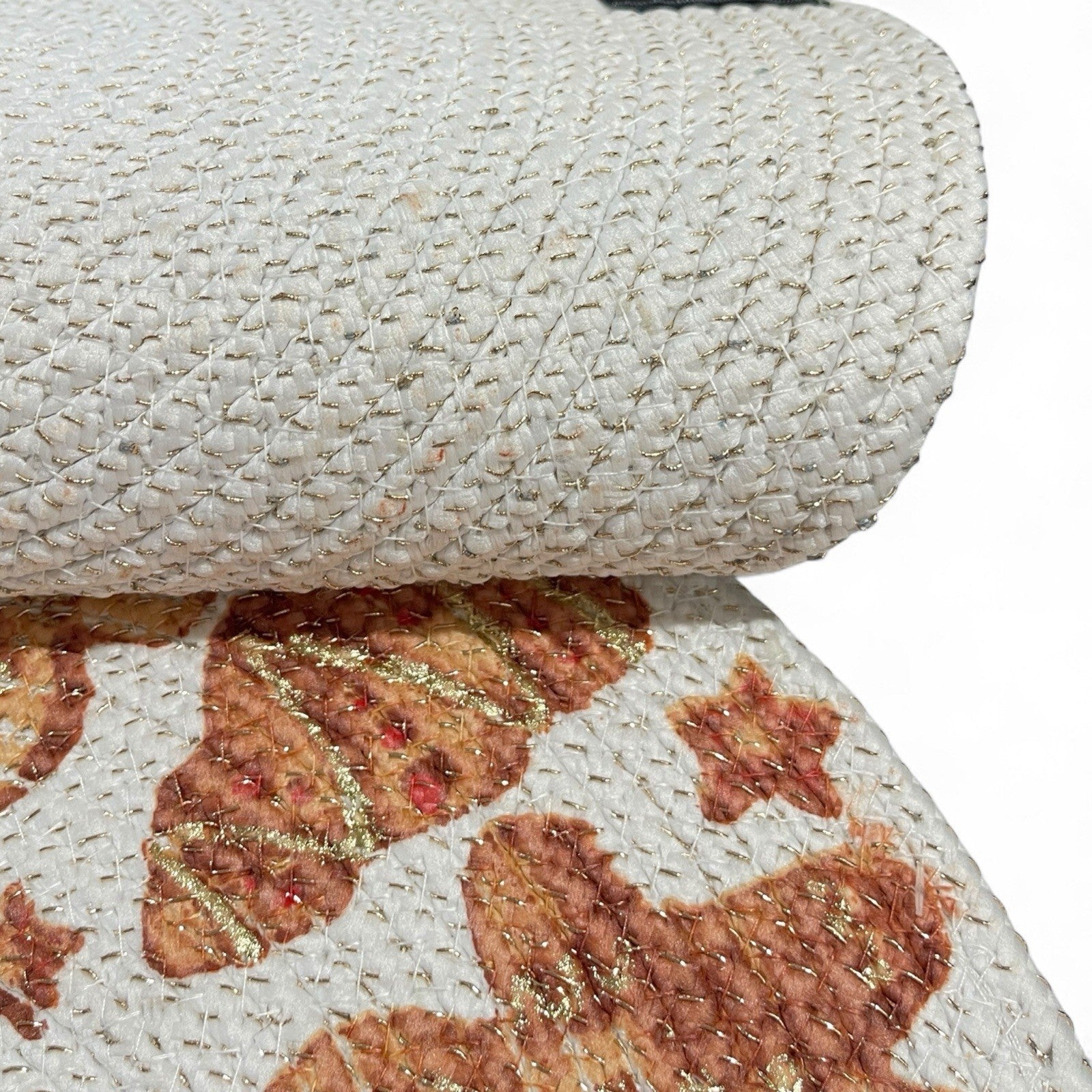 Rachel Zoe Braided Placemats 4PC Set Gold Gingerbread Men Metallic Farmhouse - Trendiez U ♥ 