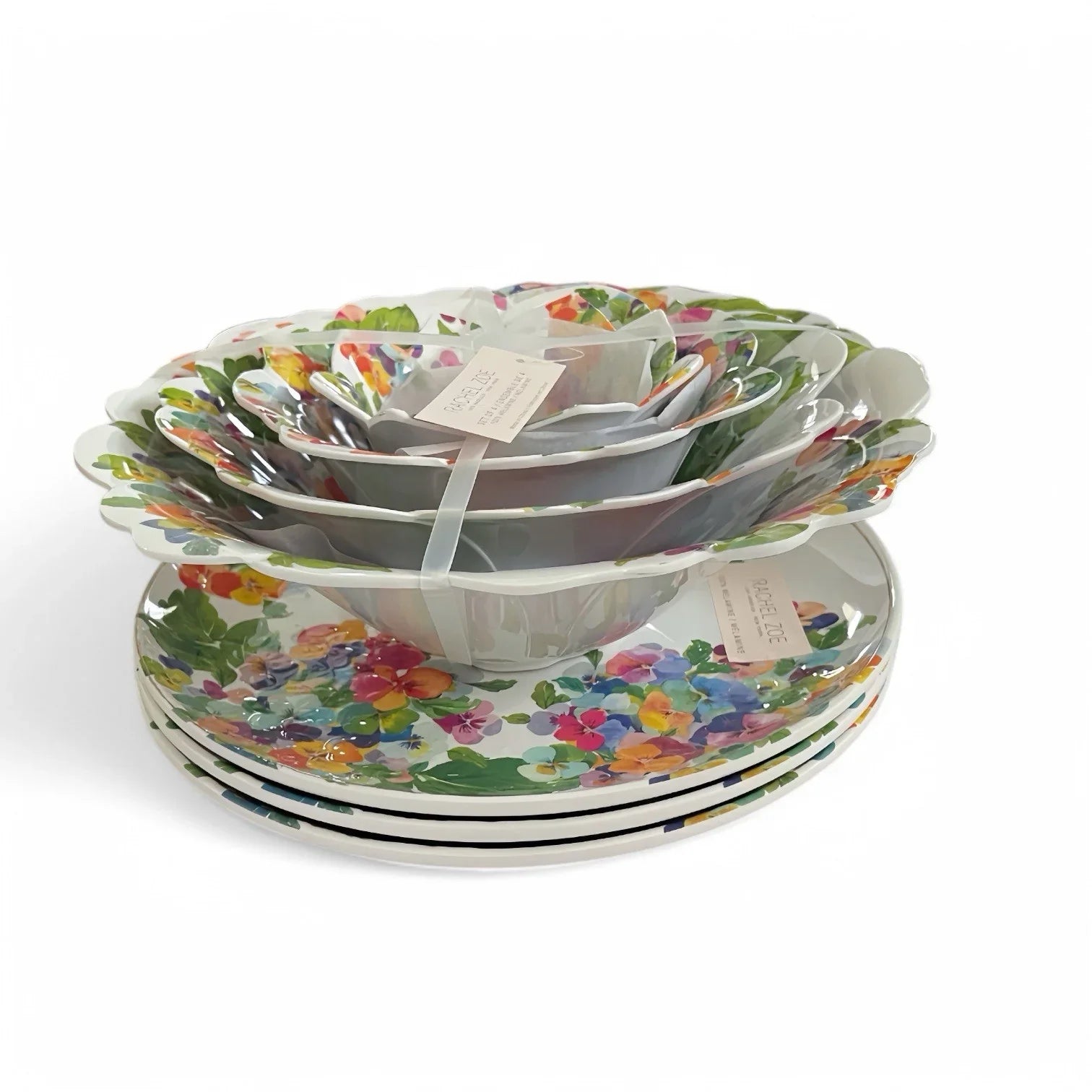 Rachel Zoe Floral Melamine Dinnerware 7pc Set- Plates & Serving Bowls - Trendiez U ♥ 