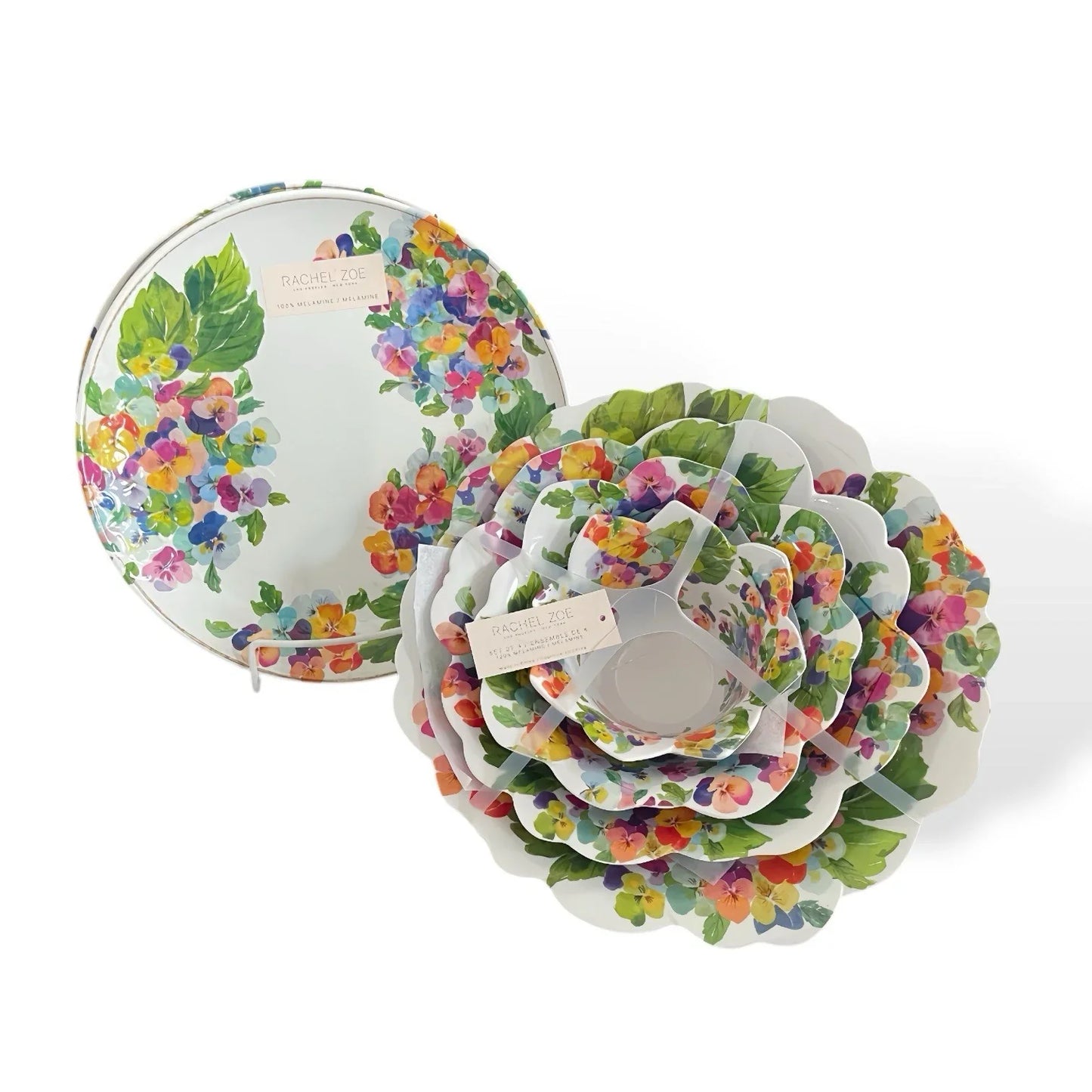 Rachel Zoe Floral Melamine Dinnerware 7pc Set- Plates & Serving Bowls - Trendiez U ♥ 