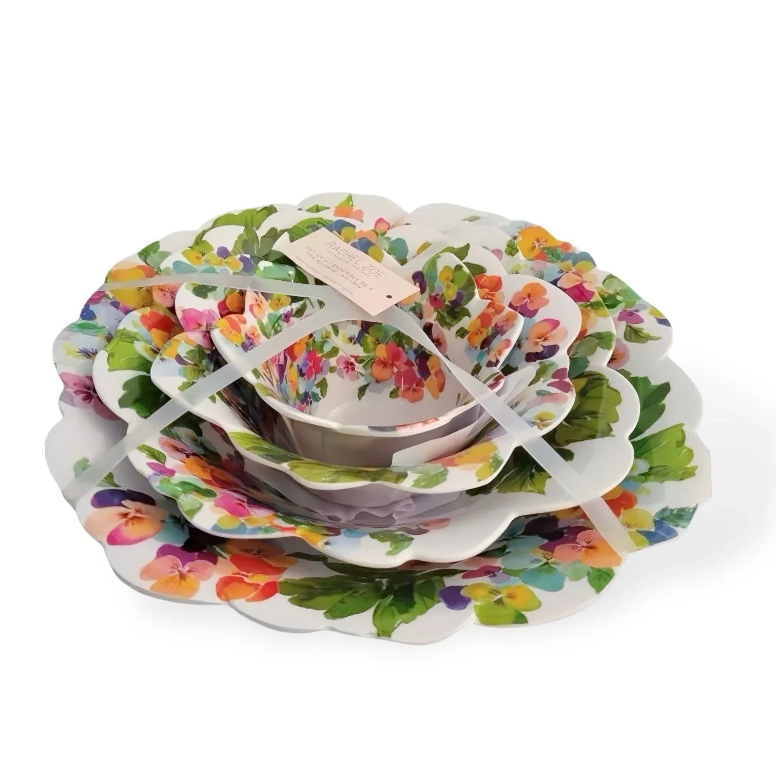 Rachel Zoe Floral Melamine Dinnerware 7pc Set- Plates & Serving Bowls - Trendiez U ♥ 