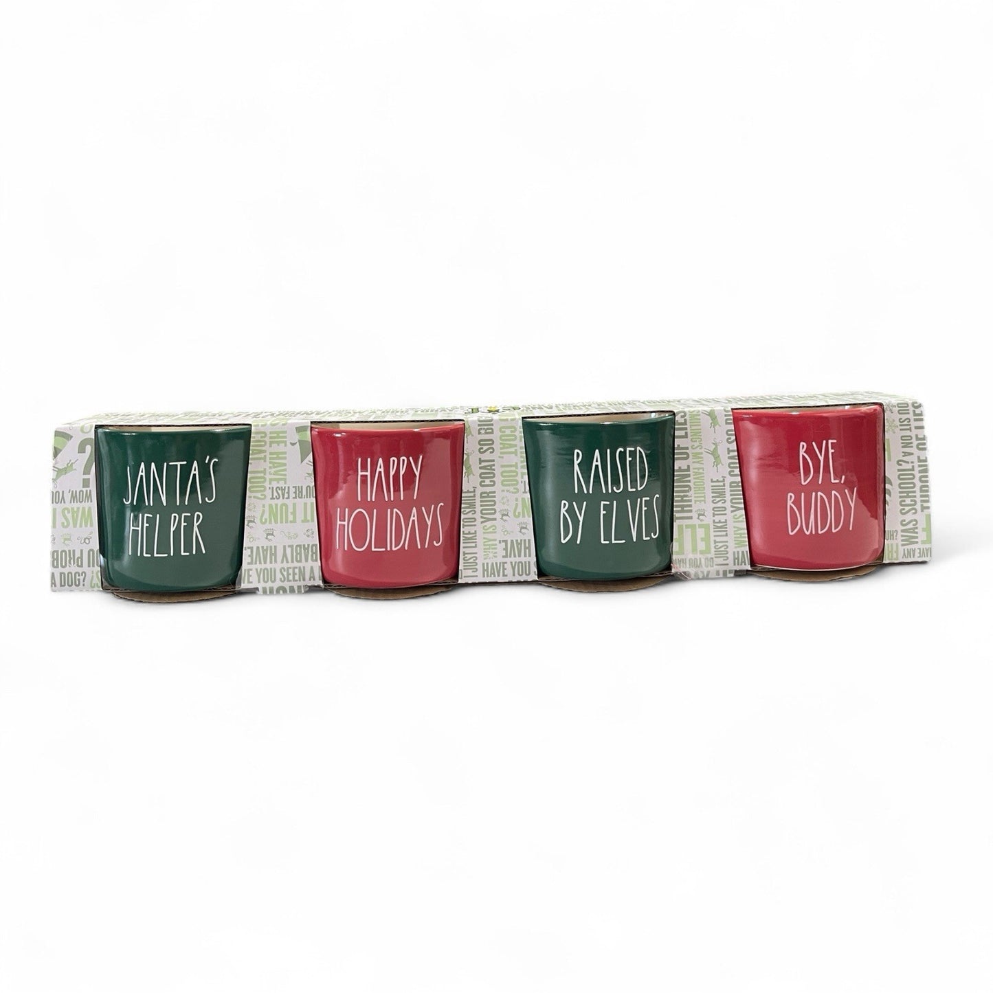 Rae Dunn ELF Ramekin 4pc Red/Green Double Sided Ceramic 8oz Christmas Farmhouse - Trendiez U ♥ 