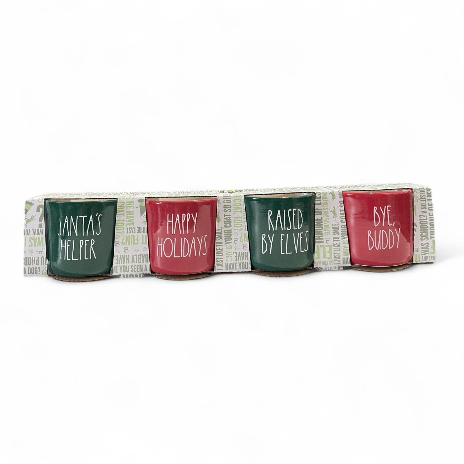 Rae Dunn ELF Ramekin 4pc Red/Green Double Sided Ceramic 8oz Christmas Farmhouse - Trendiez U ♥ 
