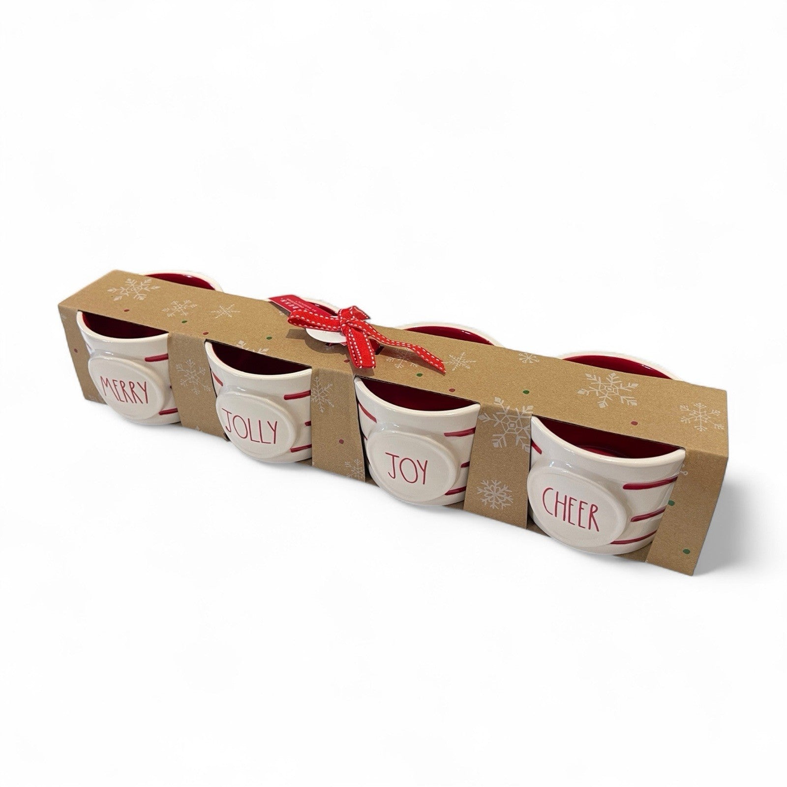 Rae Dunn Holiday Ramekin 4pc Merry/Jolly/Joy/Cheer Textured Farmhouse Christmas - Trendiez U ♥ 