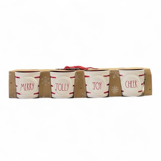 Rae Dunn Holiday Ramekin 4pc Merry/Jolly/Joy/Cheer Textured Farmhouse Christmas - Trendiez U ♥ 