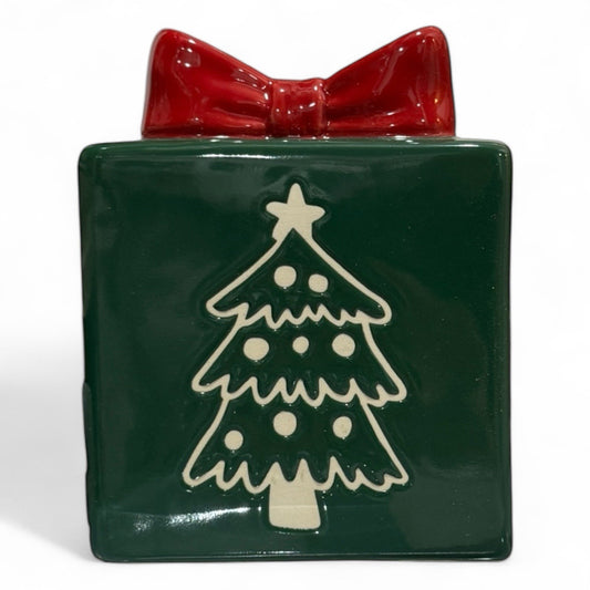 Rae Dunn Merry Christmas Ceramic Block – Holiday Green Gift Box, 4" Decor - Trendiez U ♥ 