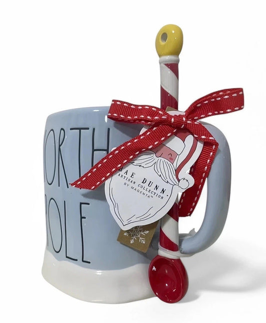 Rae Dunn North Pole Mug with Spoon – Holiday Ceramic Coffee Cup - Trendiez U ♥ 