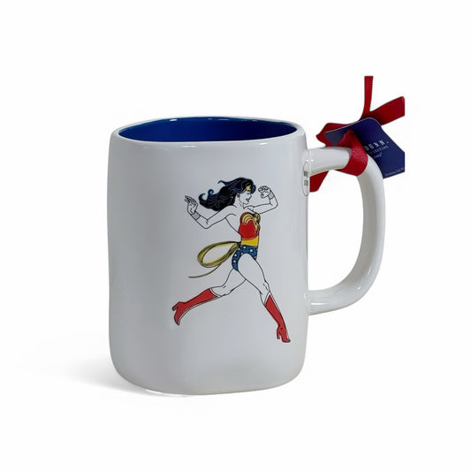 Rae Dunn Wonder Woman White & Blue Mug DC Comics Mug Dbl Sided Coffee Cup - Trendiez U ♥ 