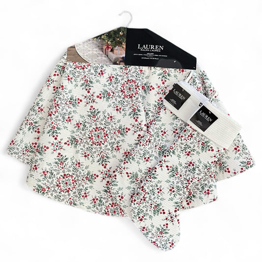 Ralph Lauren 60” Christmas Tree Skirt With 2 Stockings / Set of 3 /Holly Berries - Trendiez U ♥ 