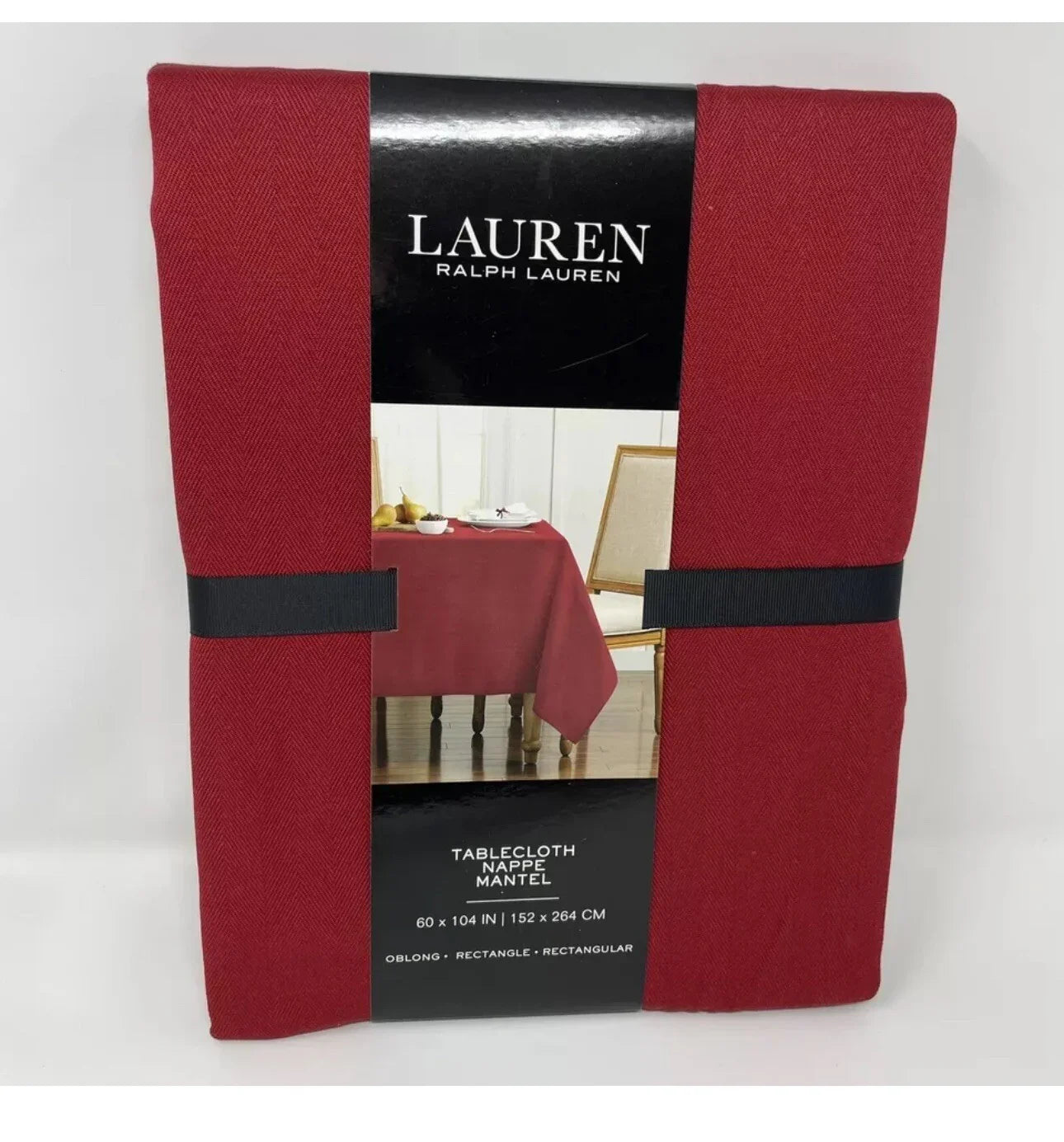 Ralph Lauren Deep Red Tablecloth 60x104 Nappe Mantel,Rectangle Elegant Oblong - Trendiez U ♥ 