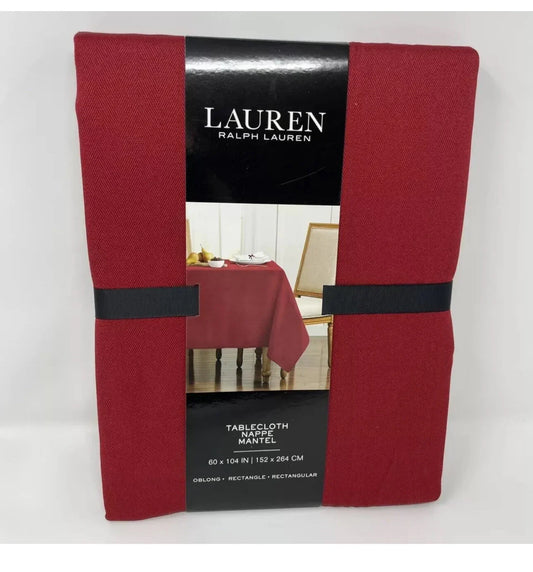 Ralph Lauren Deep Red Tablecloth 60x104 Nappe Mantel,Rectangle Elegant Oblong - Trendiez U ♥ 
