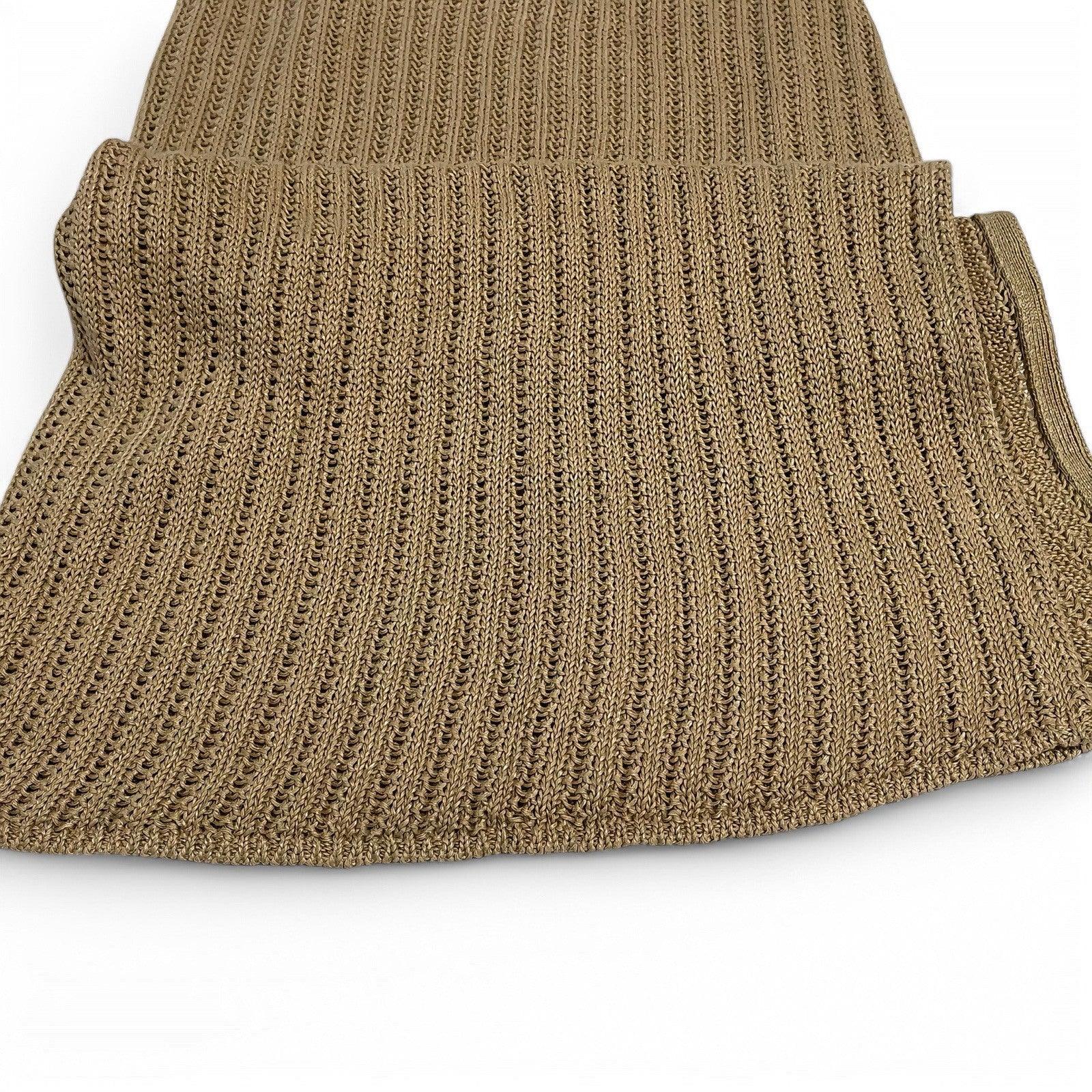 Ralph Lauren Tan Crochet Midi Skirt 100% Linen Side Slit Spring Summer Boho Sz S - Trendiez U ♥ 