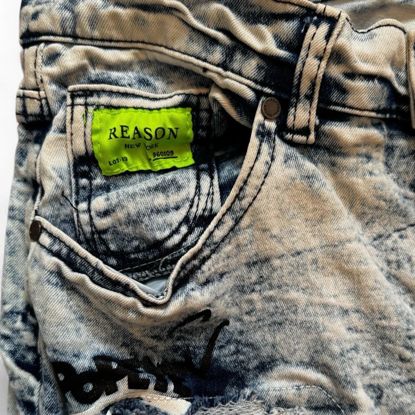 Reason Clothing Men’s Popeye Streetwear Jeans – Acid Wash Skinny Fit 34x32 - Trendiez U ♥ 