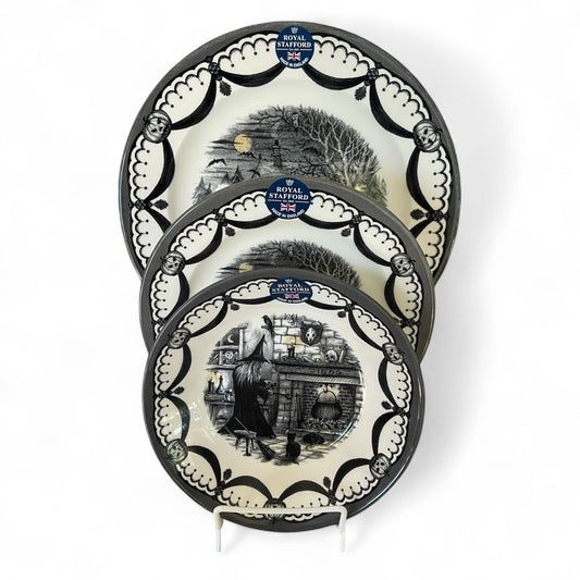 Royal Stafford Halloween 1666 Haunted House Porcelain FULL Dinner Set of 12 - Trendiez U ♥ 