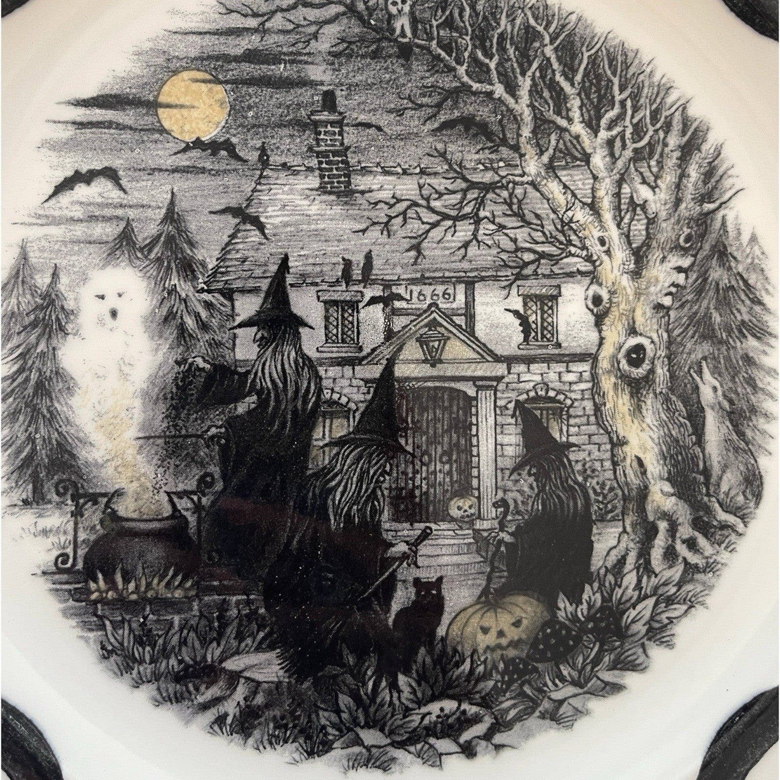 Royal Stafford Halloween 1666 Haunted House Porcelain FULL Dinner Set of 12 - Trendiez U ♥ 