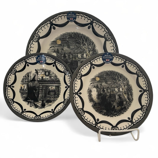 Royal Stafford Halloween 1666 Haunted House Porcelain FULL Dinner Set of 12 - Trendiez U ♥ 