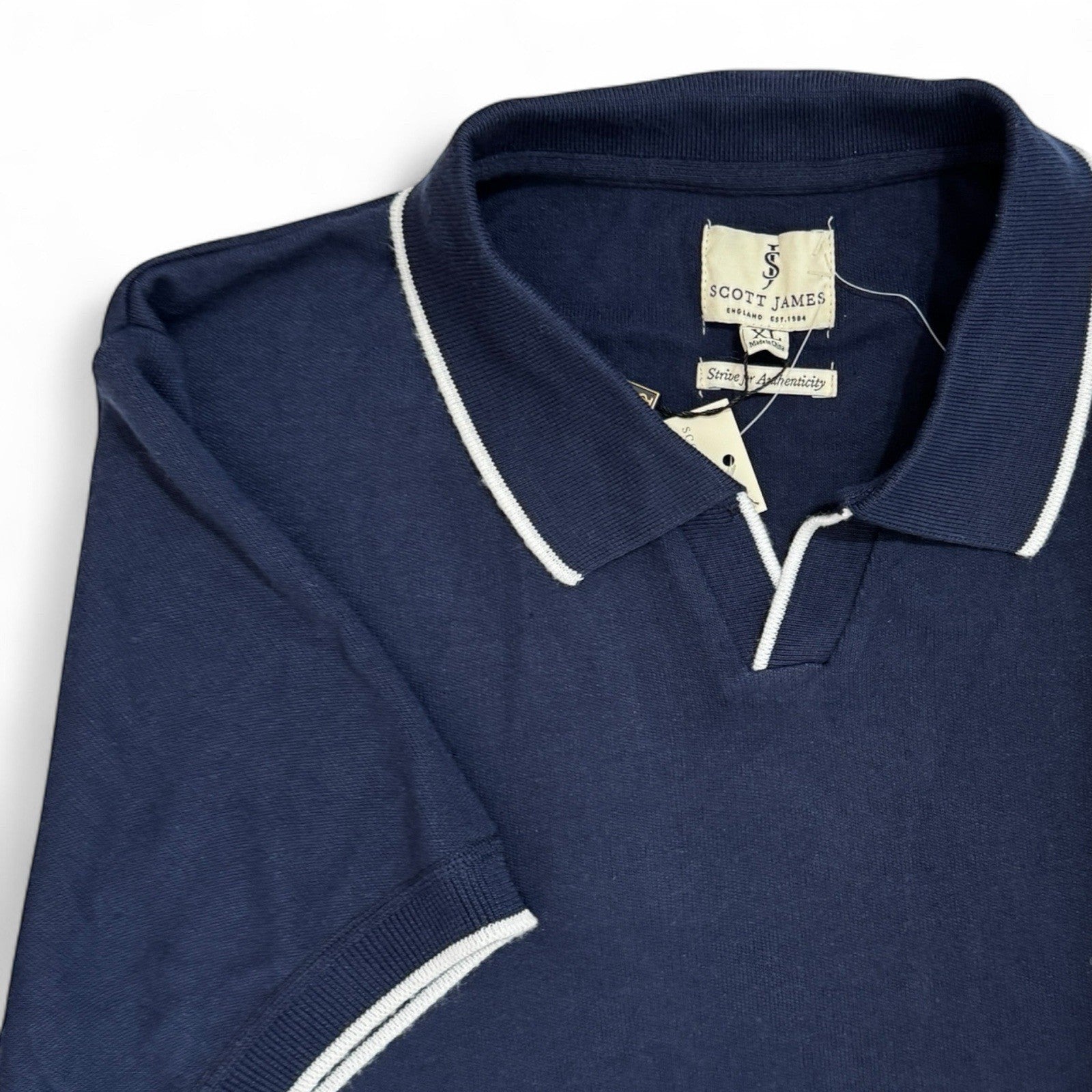Scott James Men’s Terry Cloth Polo Shirt – Navy Blue, XL - Trendiez U ♥ 