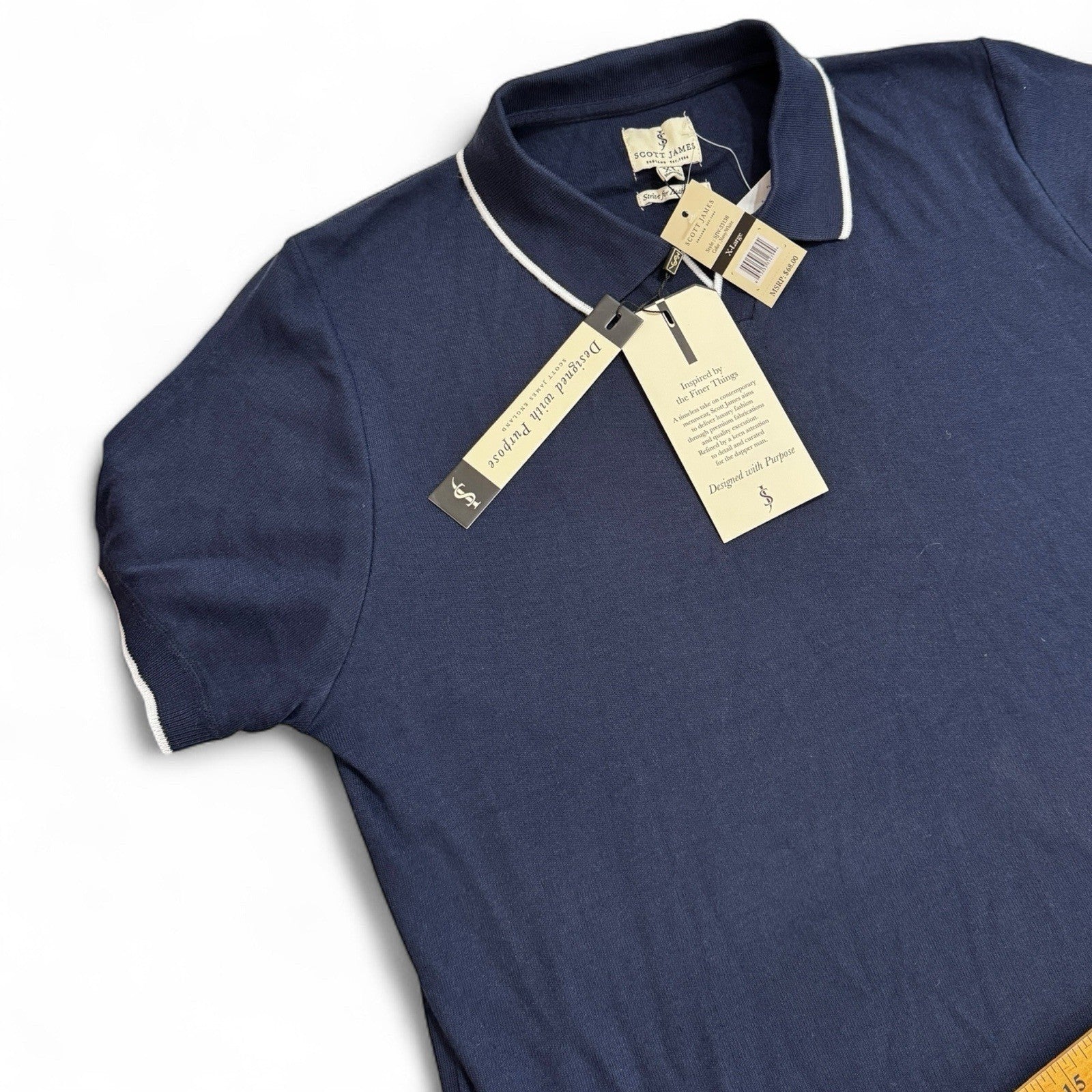 Scott James Men’s Terry Cloth Polo Shirt – Navy Blue, XL - Trendiez U ♥ 