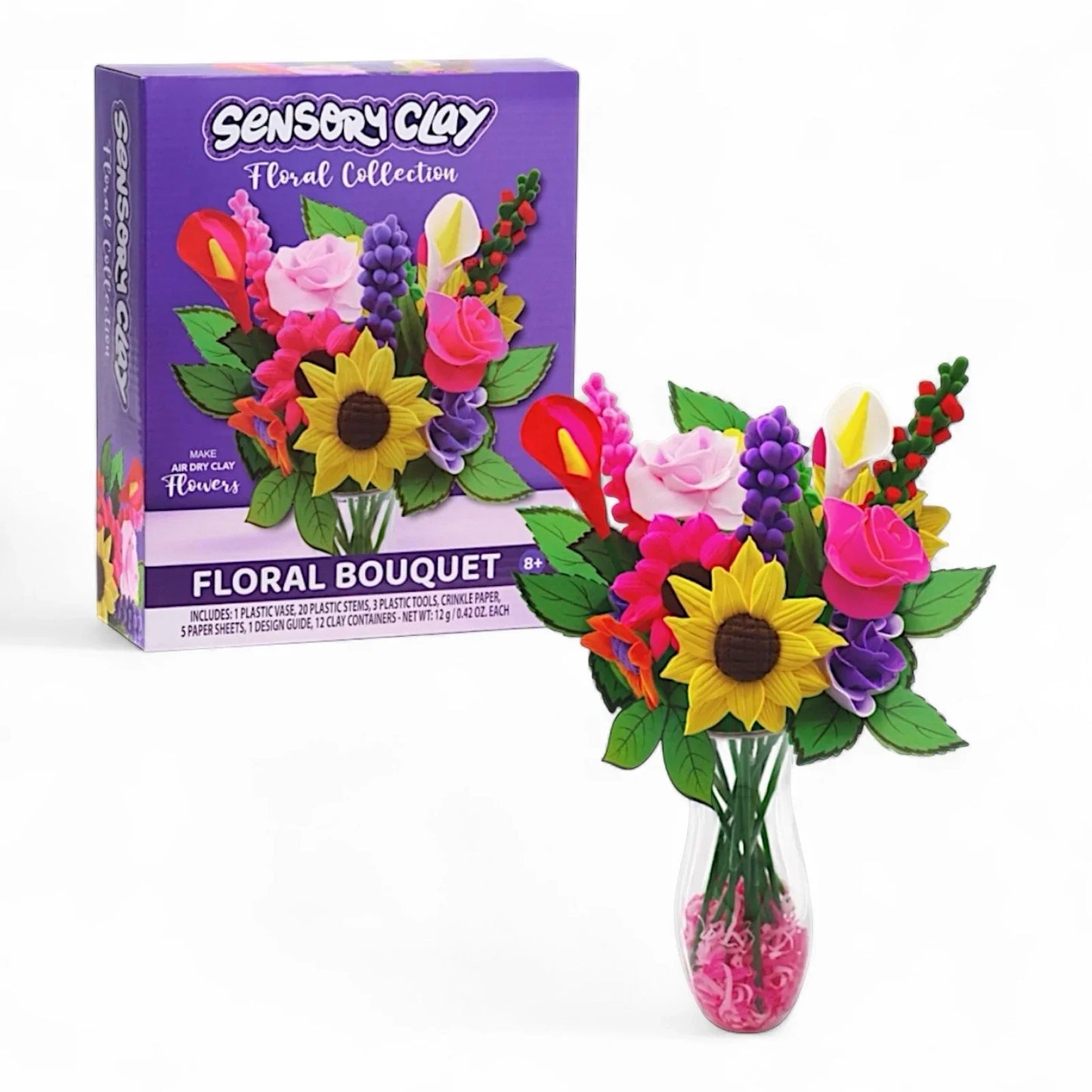 Sensory Clay Floral Bouquet Kit Air Dry Clay Flowers DIY Craft Set 8+ Stem Toy - Trendiez U ♥ 
