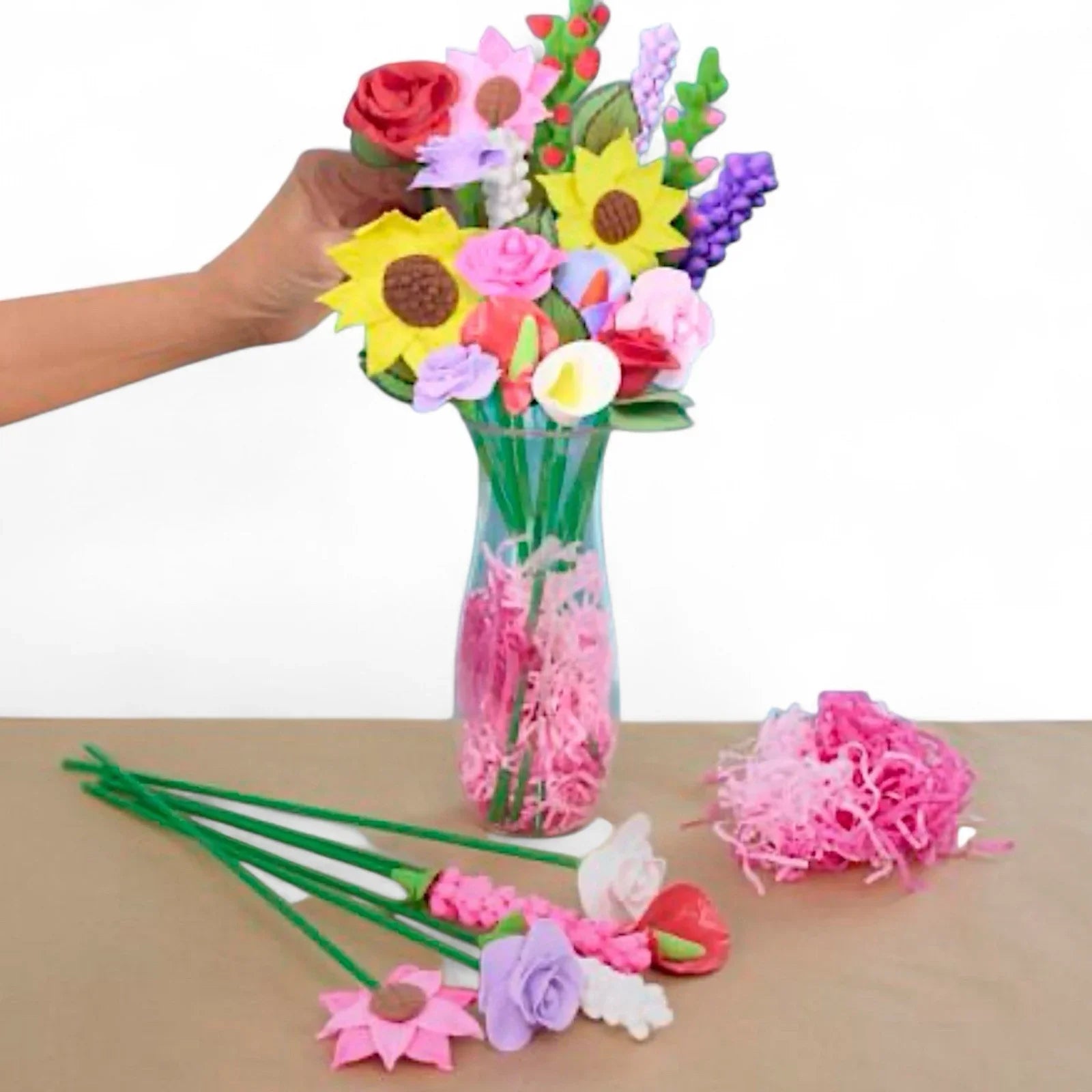 Sensory Clay Floral Bouquet Kit Air Dry Clay Flowers DIY Craft Set 8+ Stem Toy - Trendiez U ♥ 