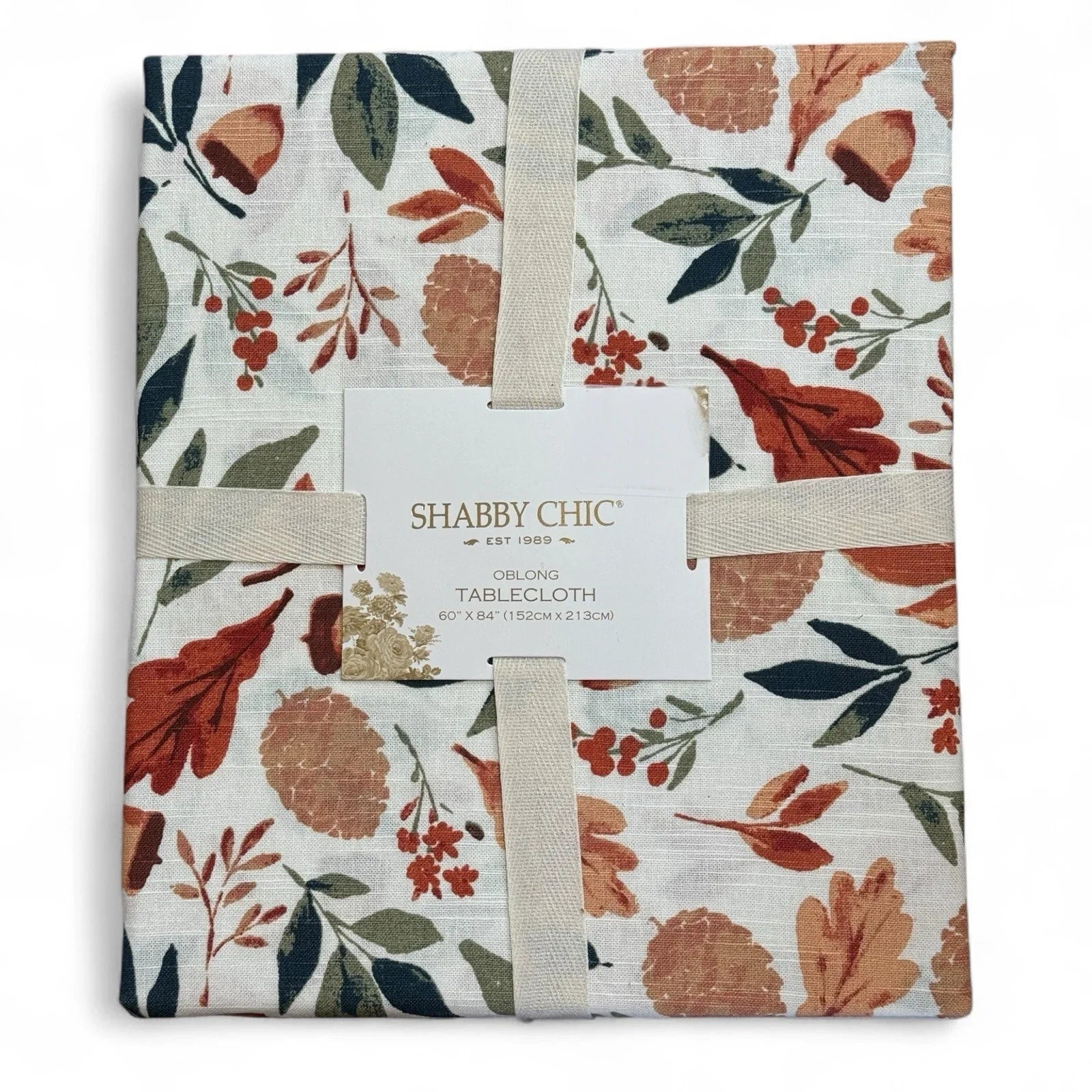 Shabby Chic Autumn Leaves Tablecloth – 60x84” Oblong, Farmhouse Cottage - Trendiez U ♥ 