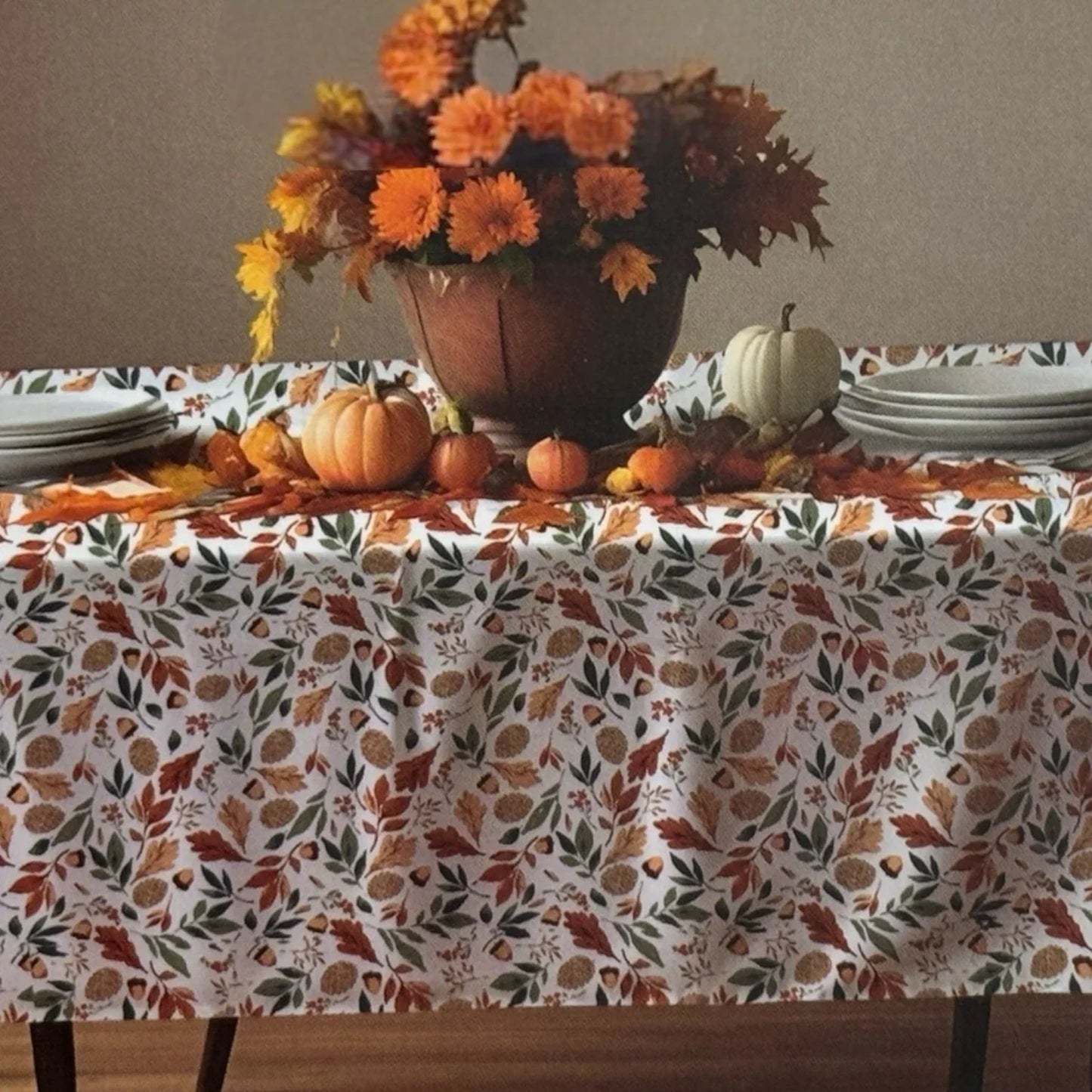 Shabby Chic Autumn Leaves Tablecloth – 60x84” Oblong, Farmhouse Cottage - Trendiez U ♥ 