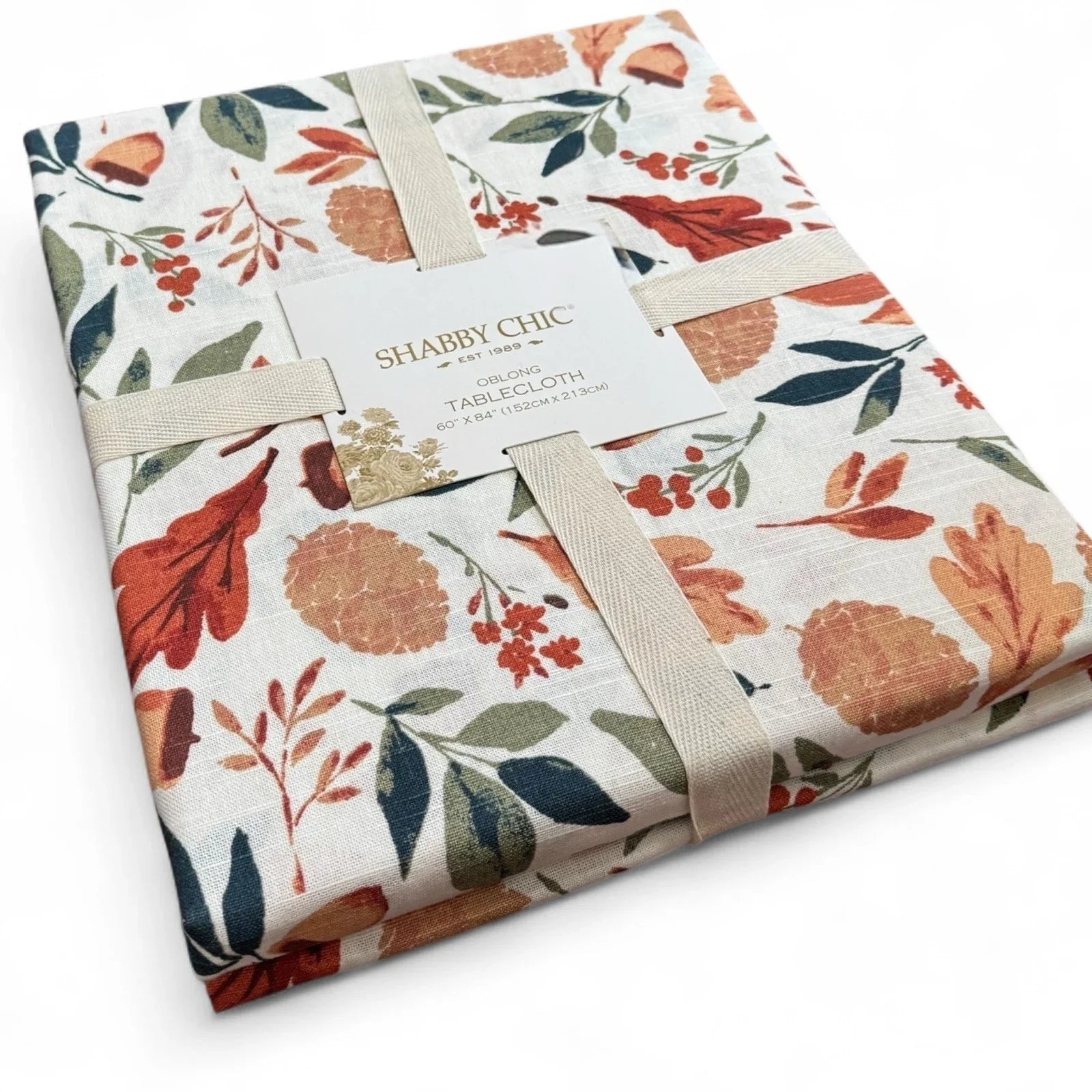 Shabby Chic Autumn Leaves Tablecloth – 60x84” Oblong, Farmhouse Cottage - Trendiez U ♥ 