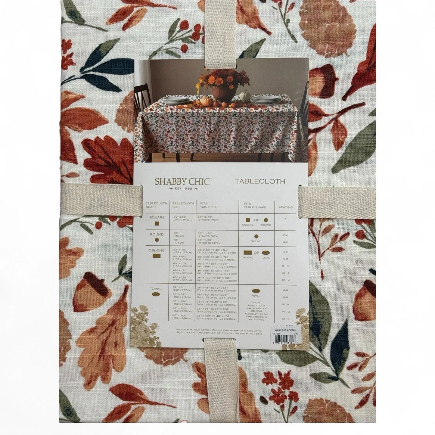Shabby Chic Autumn Leaves Tablecloth – 60x84” Oblong, Farmhouse Cottage - Trendiez U ♥ 