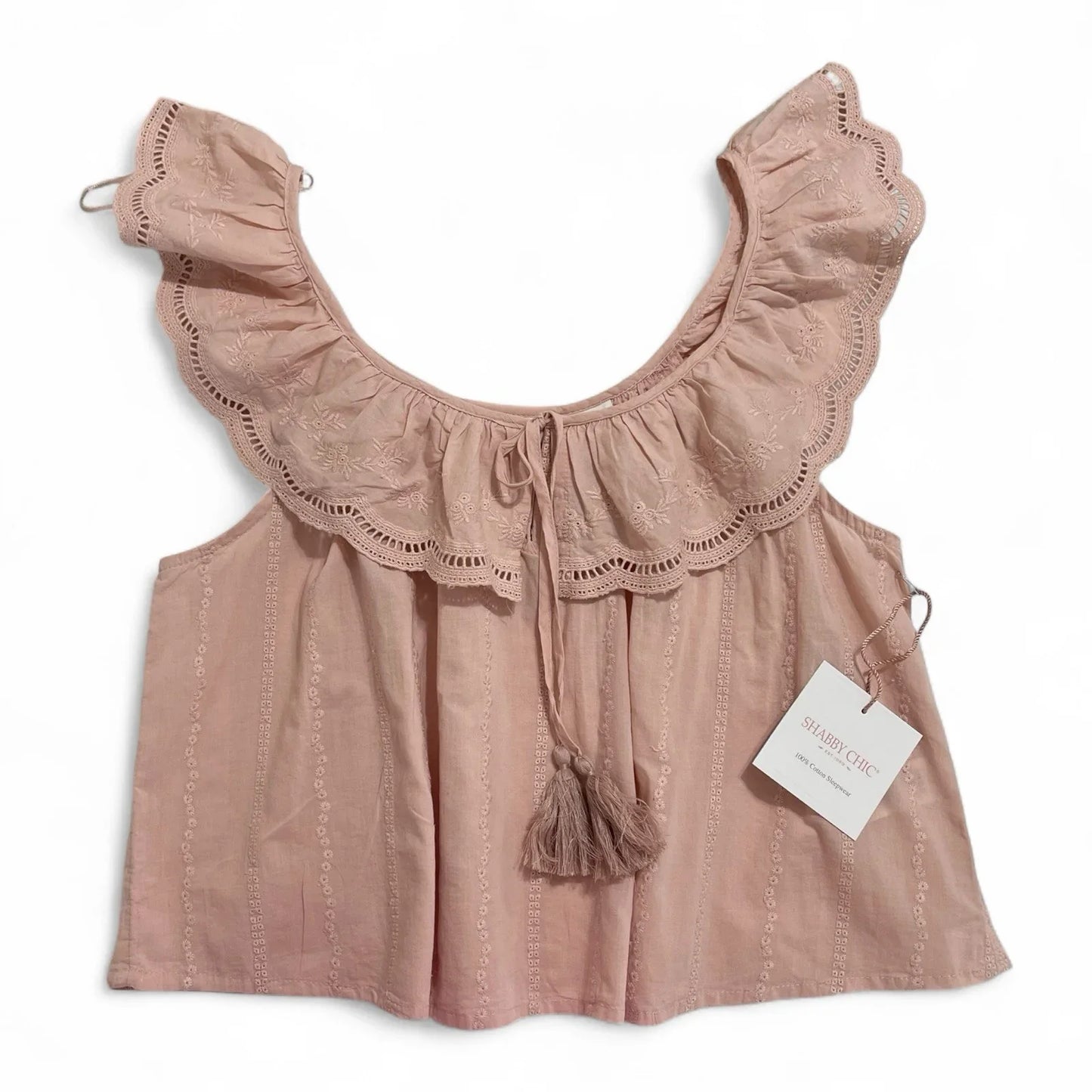 Shabby Chic Pink Floral Loungewear Set Sz M Embroidered Cotton Vintage Inspired - Trendiez U ♥ 