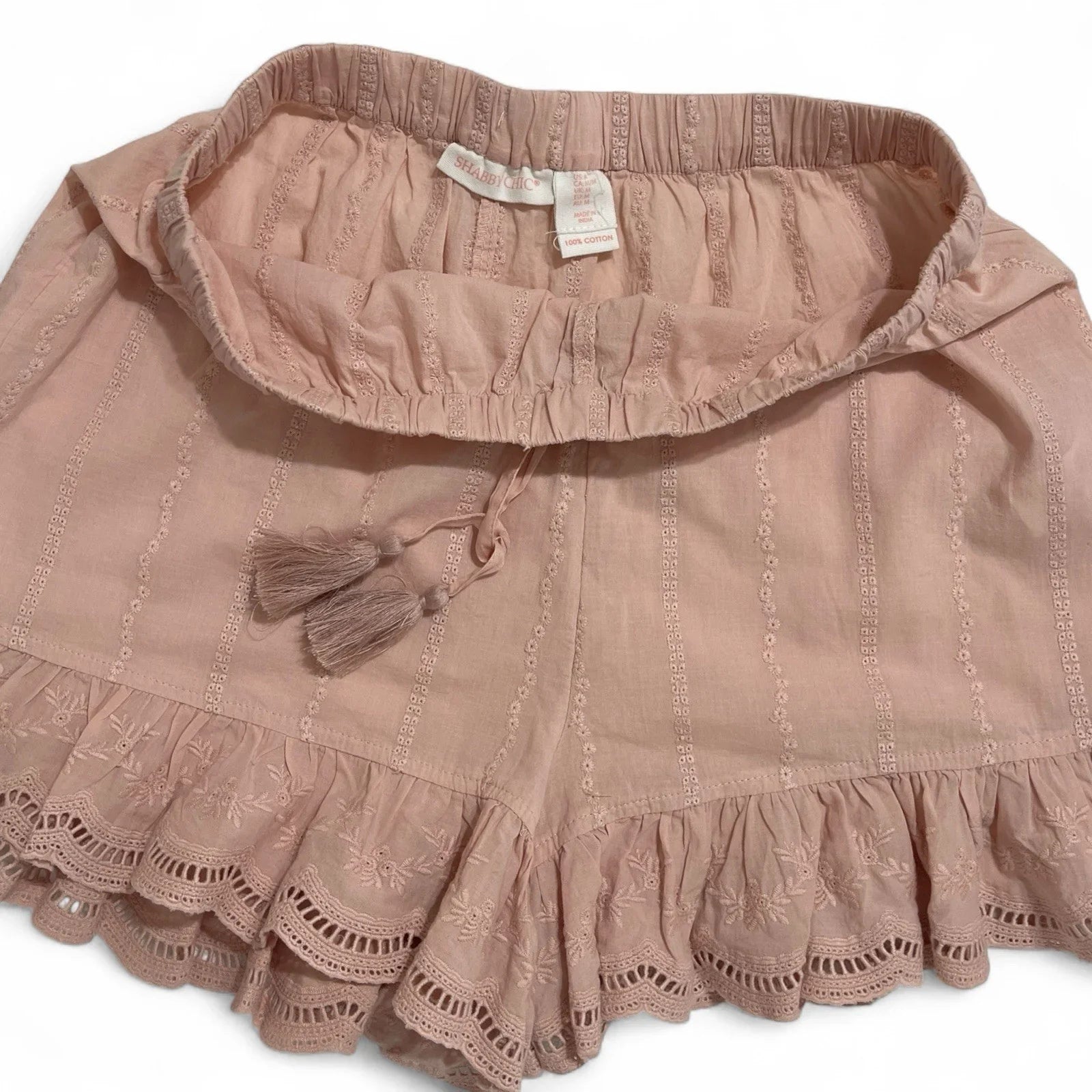 Shabby Chic Pink Floral Loungewear Set Sz M Embroidered Cotton Vintage Inspired - Trendiez U ♥ 