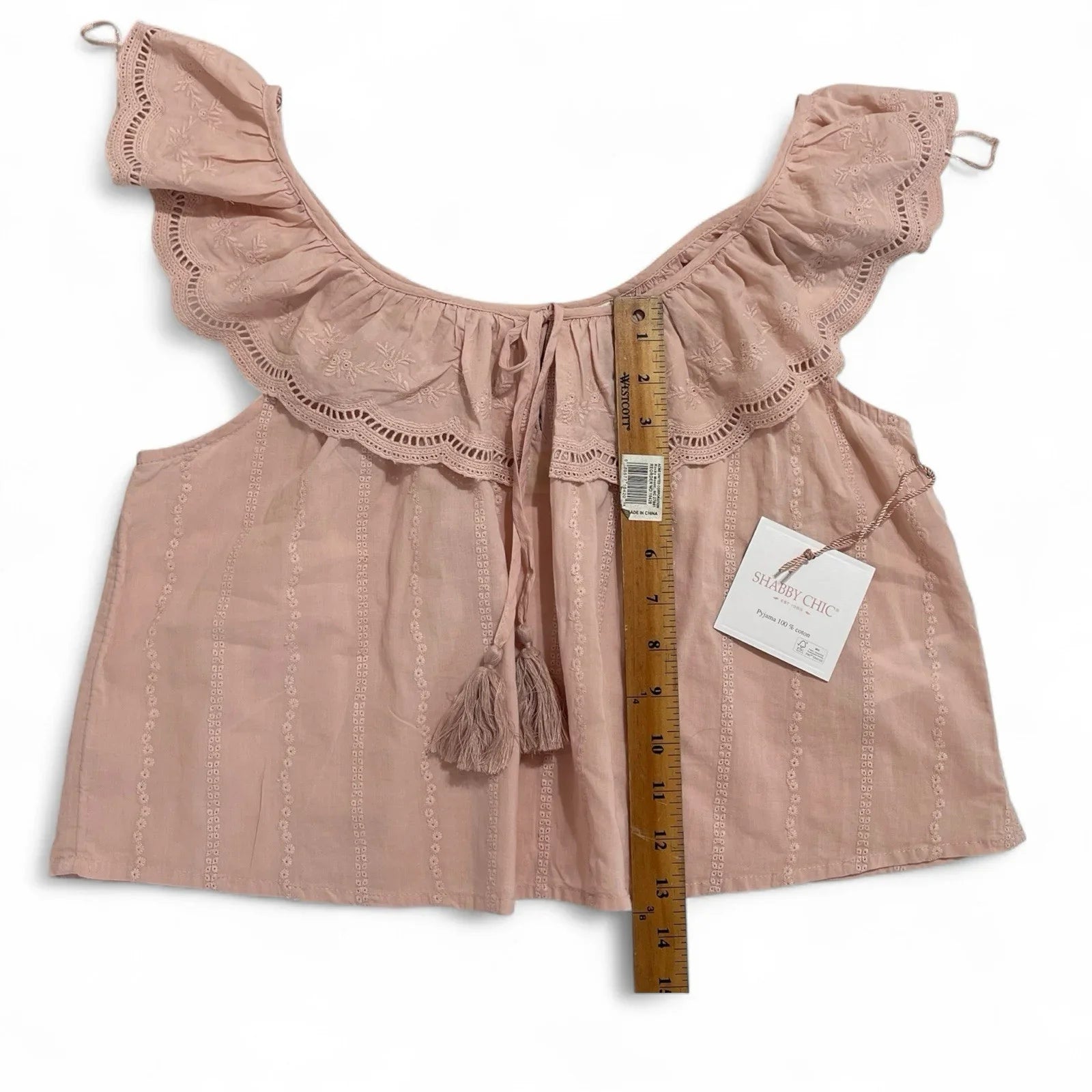 Shabby Chic Pink Floral Loungewear Set Sz M Embroidered Cotton Vintage Inspired - Trendiez U ♥ 