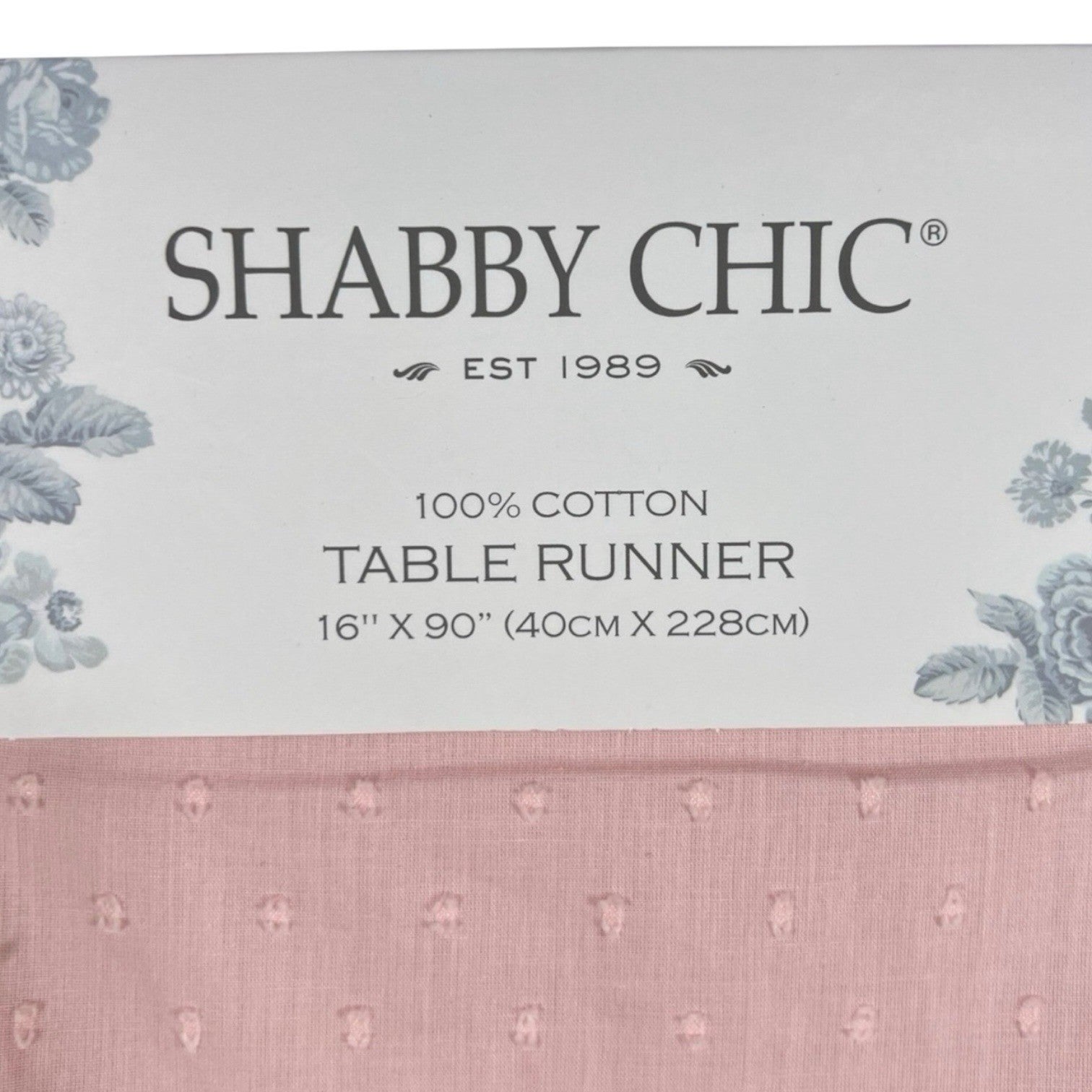 SHABBY CHIC Pink Table Runner Eyelet Lace Trim w Ruffles 16x90” Farmhouse - Trendiez U ♥ 