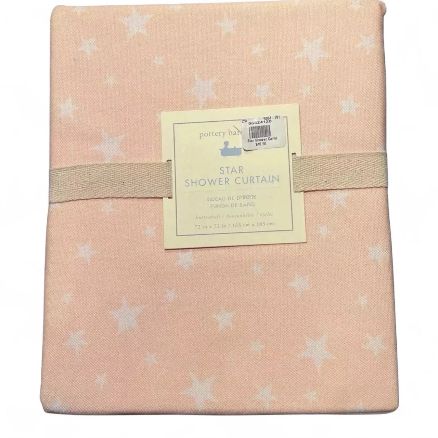 SHOWER CURTAIN ~ Peach Stars ~ 72” ~ Buttonhole Cotton Curtain POTTERY BARN - Trendiez U ♥ 