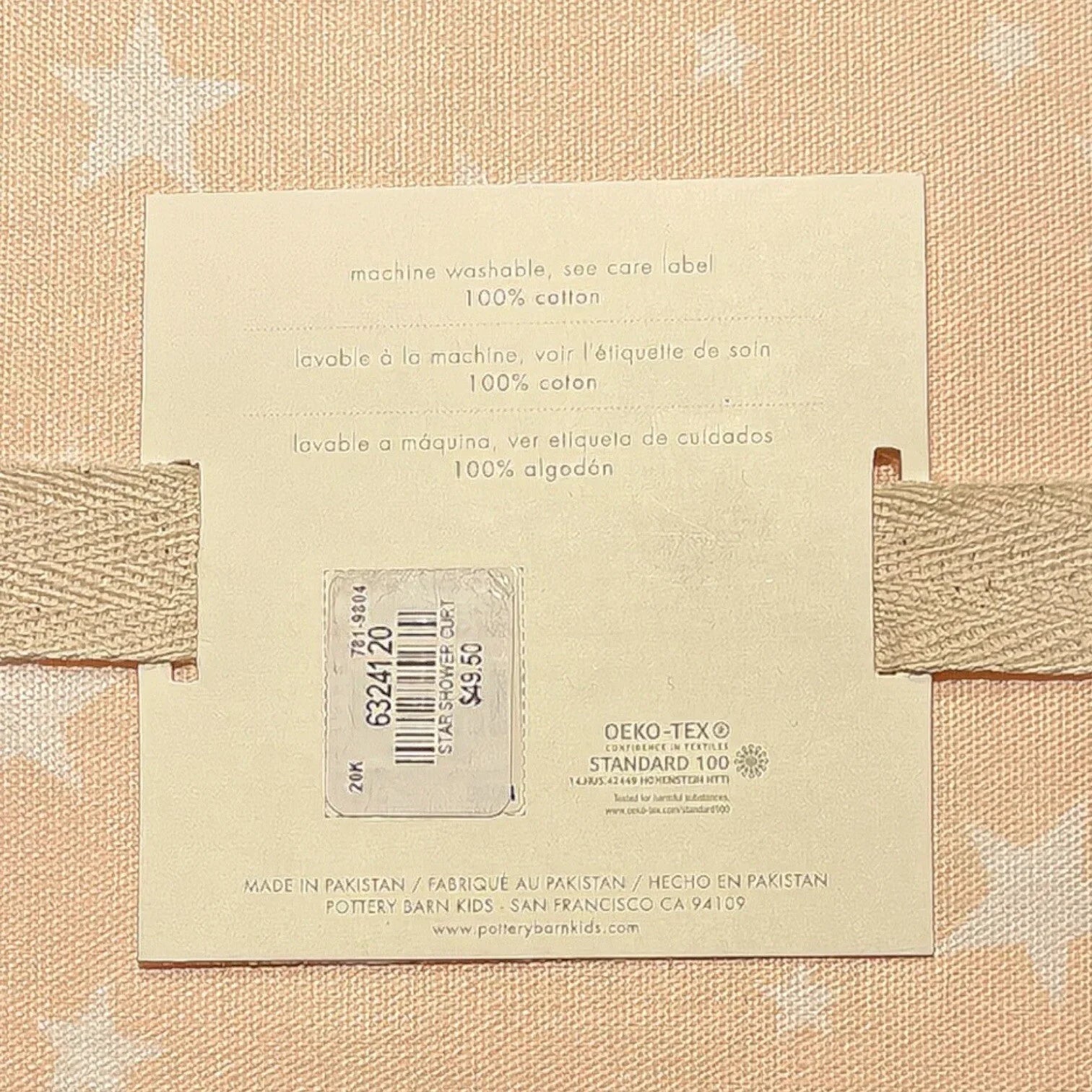SHOWER CURTAIN ~ Peach Stars ~ 72” ~ Buttonhole Cotton Curtain POTTERY BARN - Trendiez U ♥ 