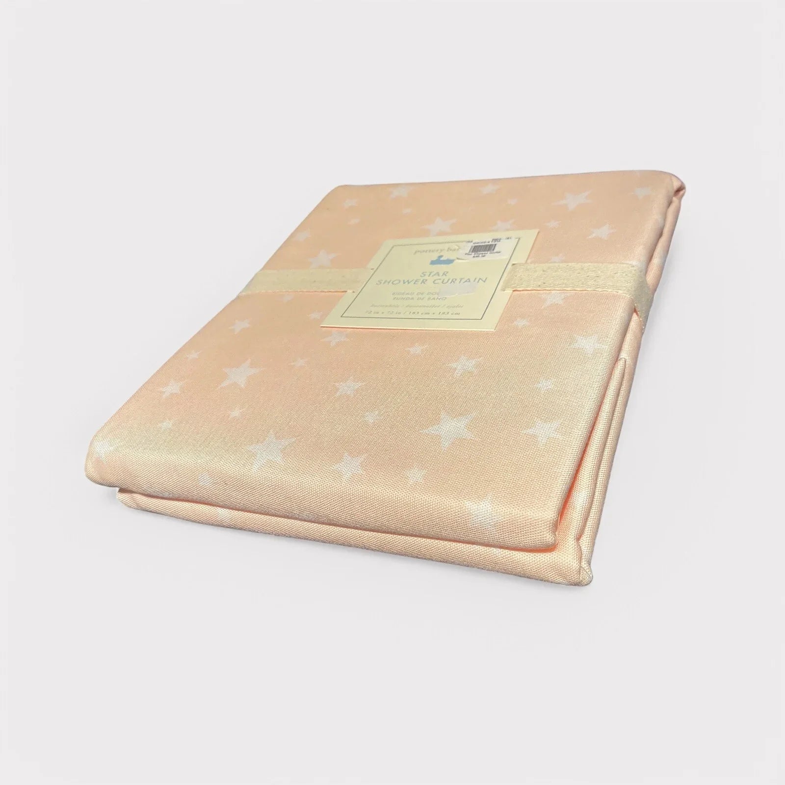 SHOWER CURTAIN ~ Peach Stars ~ 72” ~ Buttonhole Cotton Curtain POTTERY BARN - Trendiez U ♥ 