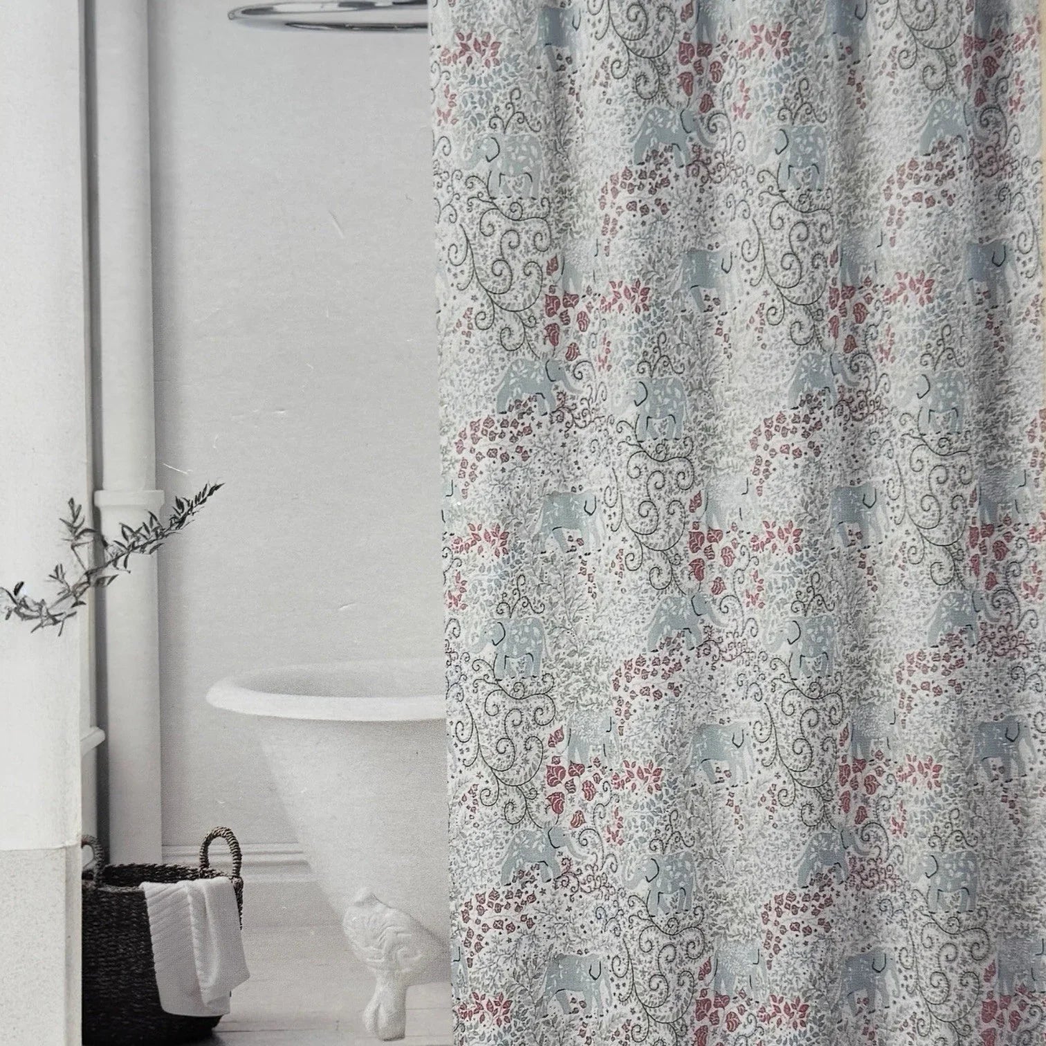 Shower Curtain Rachel Zoe Flowers Galore Multicolor Fabric 72"x72" Elephants - Trendiez U ♥ 