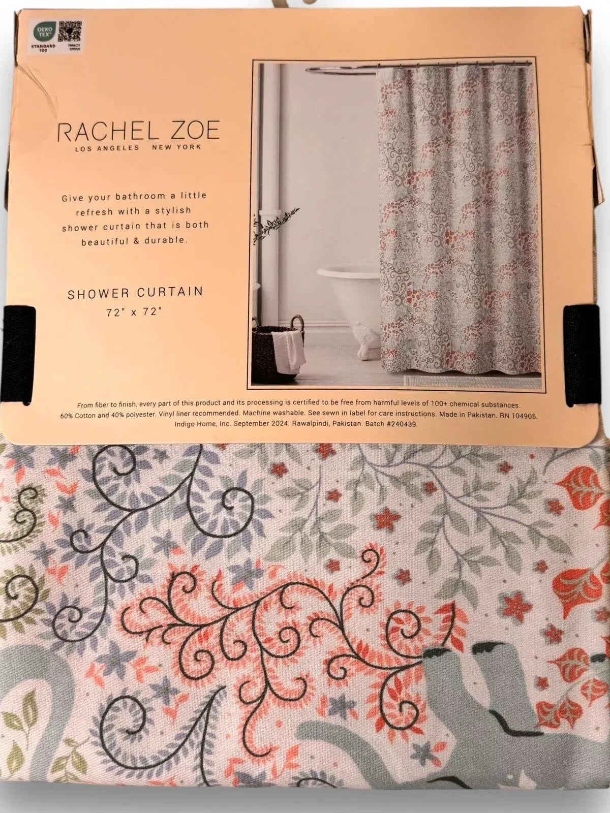 Shower Curtain Rachel Zoe Flowers Galore Multicolor Fabric 72"x72" Elephants - Trendiez U ♥ 