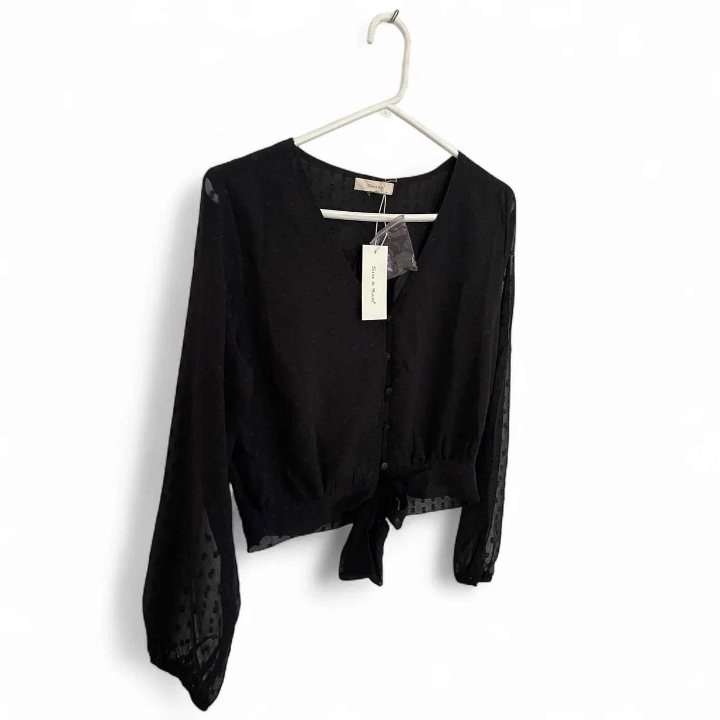 Sim & Sam Women’s Long Sleeve Cropped Blouse Black Size M Cocktail - Trendiez U ♥ 