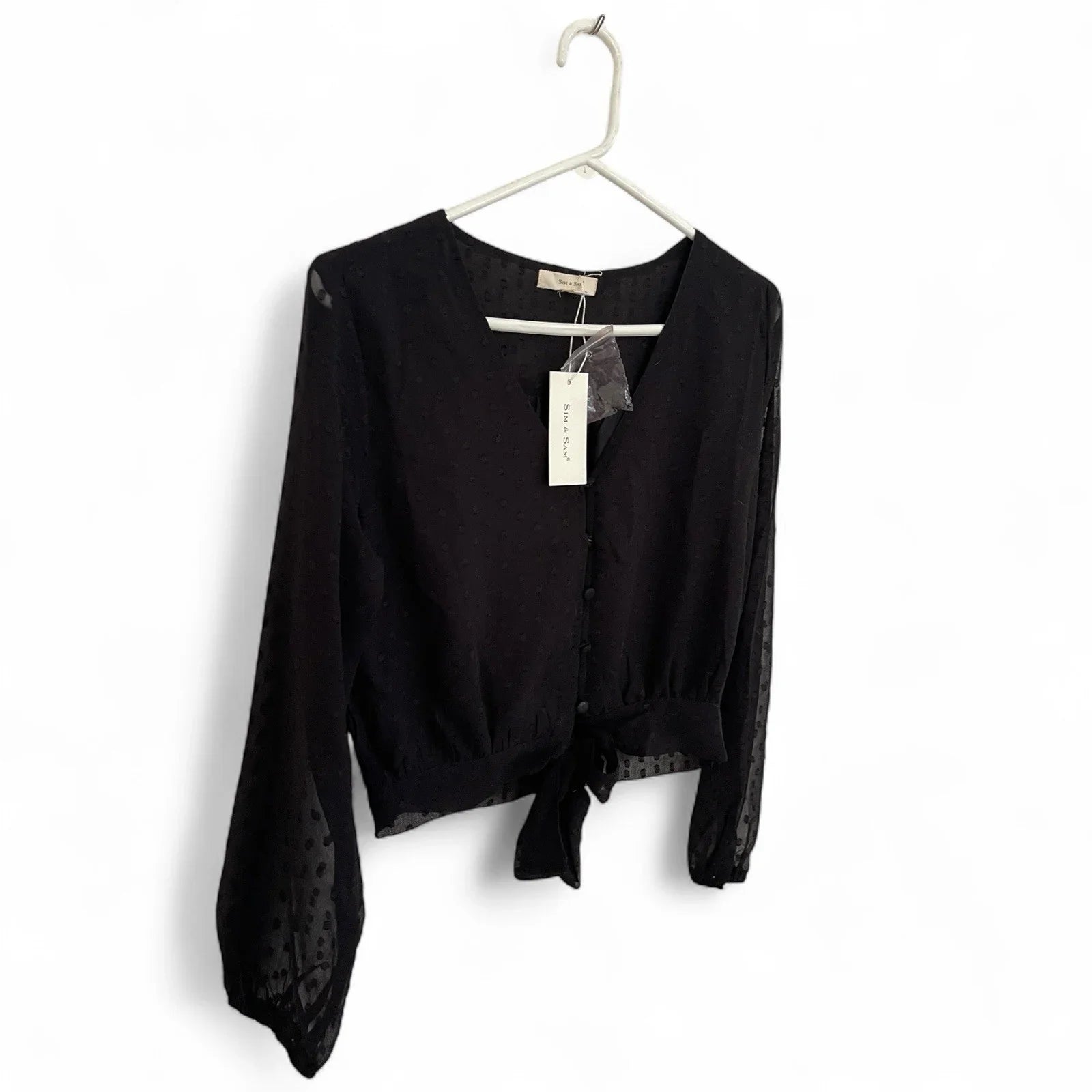 Sim & Sam Women’s Long Sleeve Cropped Blouse Black Size M Cocktail - Trendiez U ♥ 