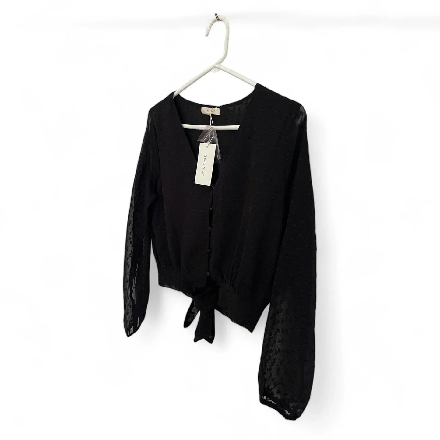 Sim & Sam Women’s Long Sleeve Cropped Blouse Black Size M Cocktail - Trendiez U ♥ 