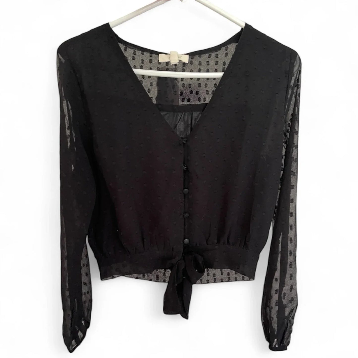 Sim & Sam Women’s Long Sleeve Cropped Blouse Black Size M Cocktail - Trendiez U ♥ 